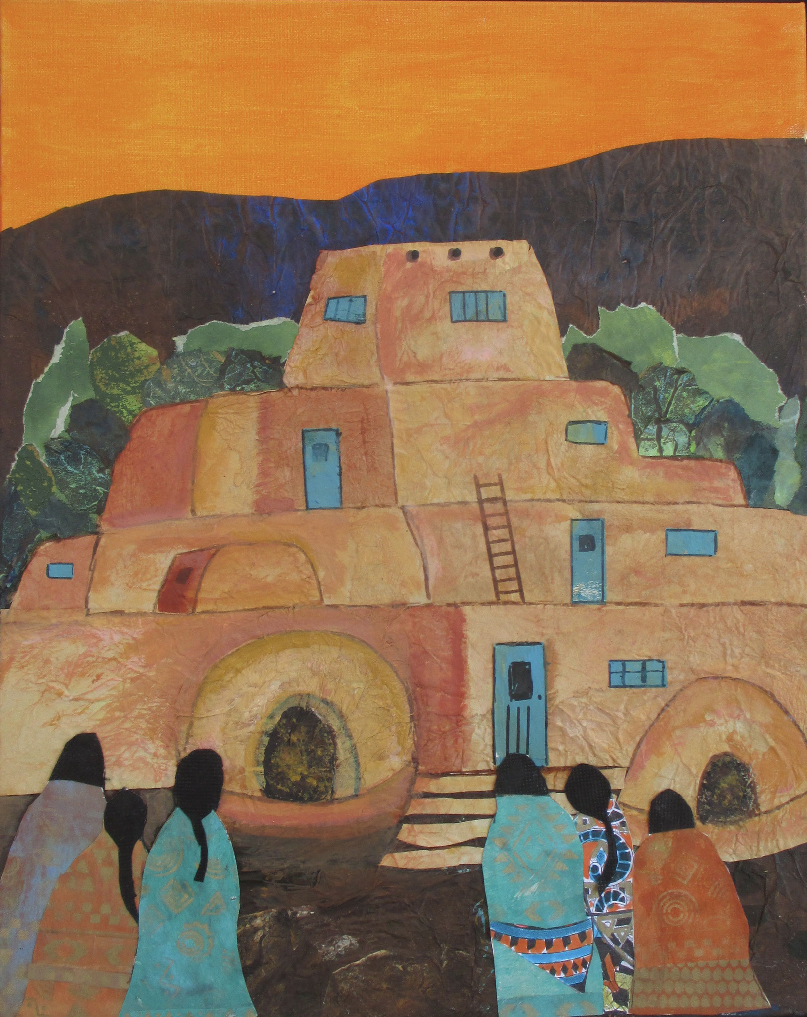 Feast Day, mixed media on canvas, 20 x 16 SOLD
