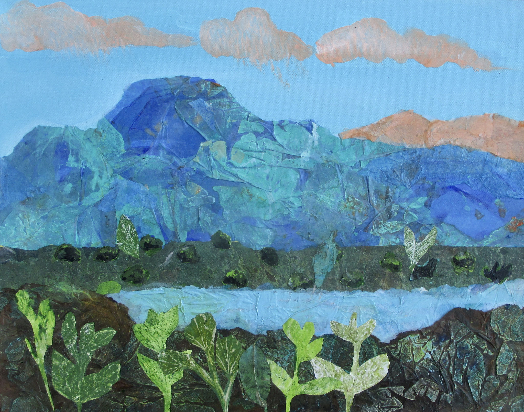 Abiquiu, mixed media on canvas, 16 x 20