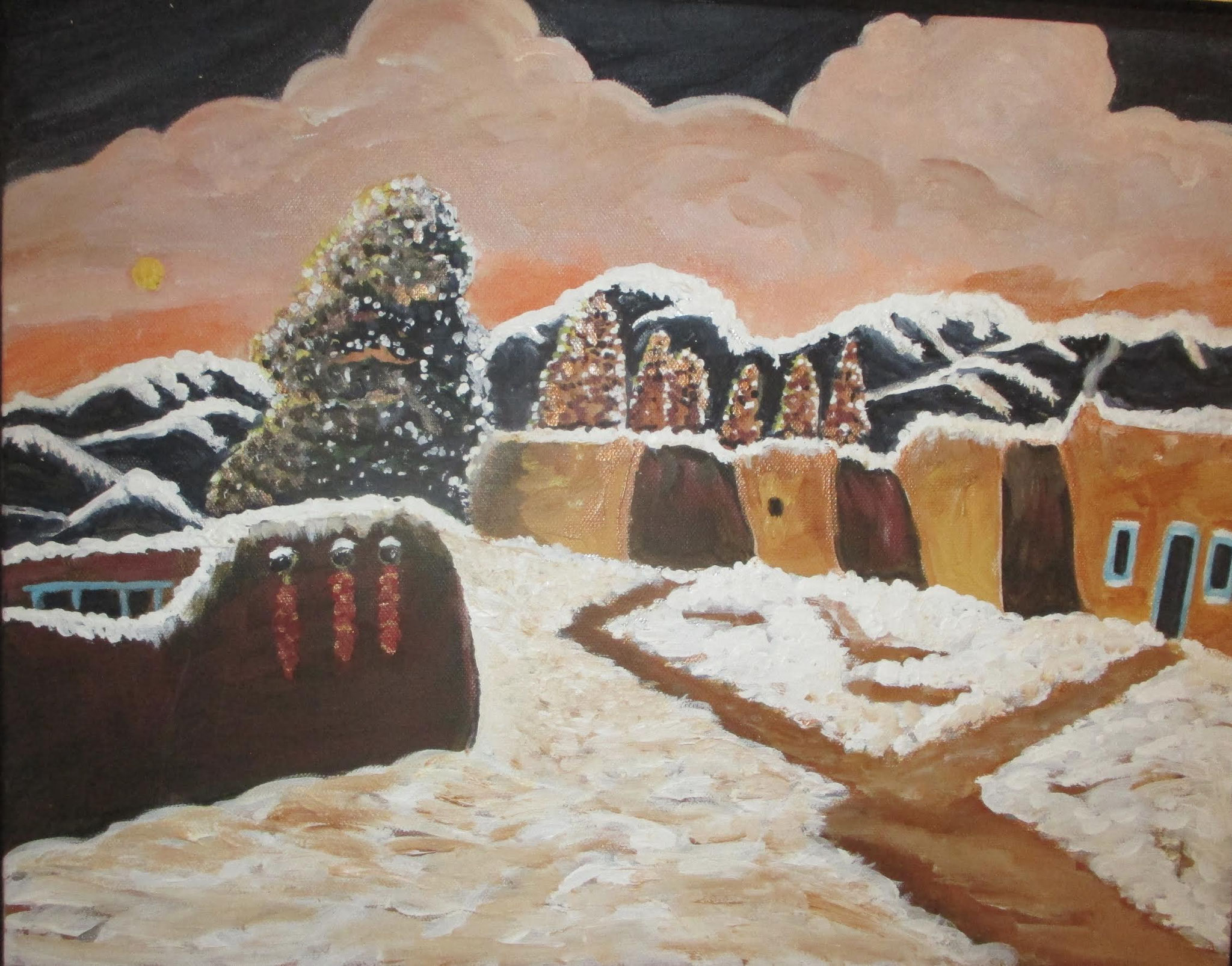 Winter Sunset, oil on canvas, 18 x 14