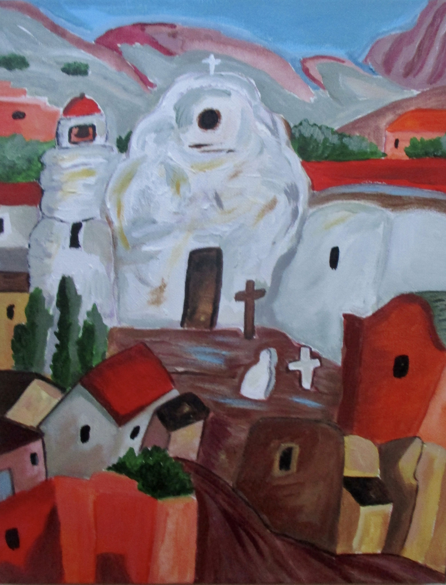 Pueblo Village, acrylic on canvas, 11 x 14 SOLD; 20 x 16 SOLD