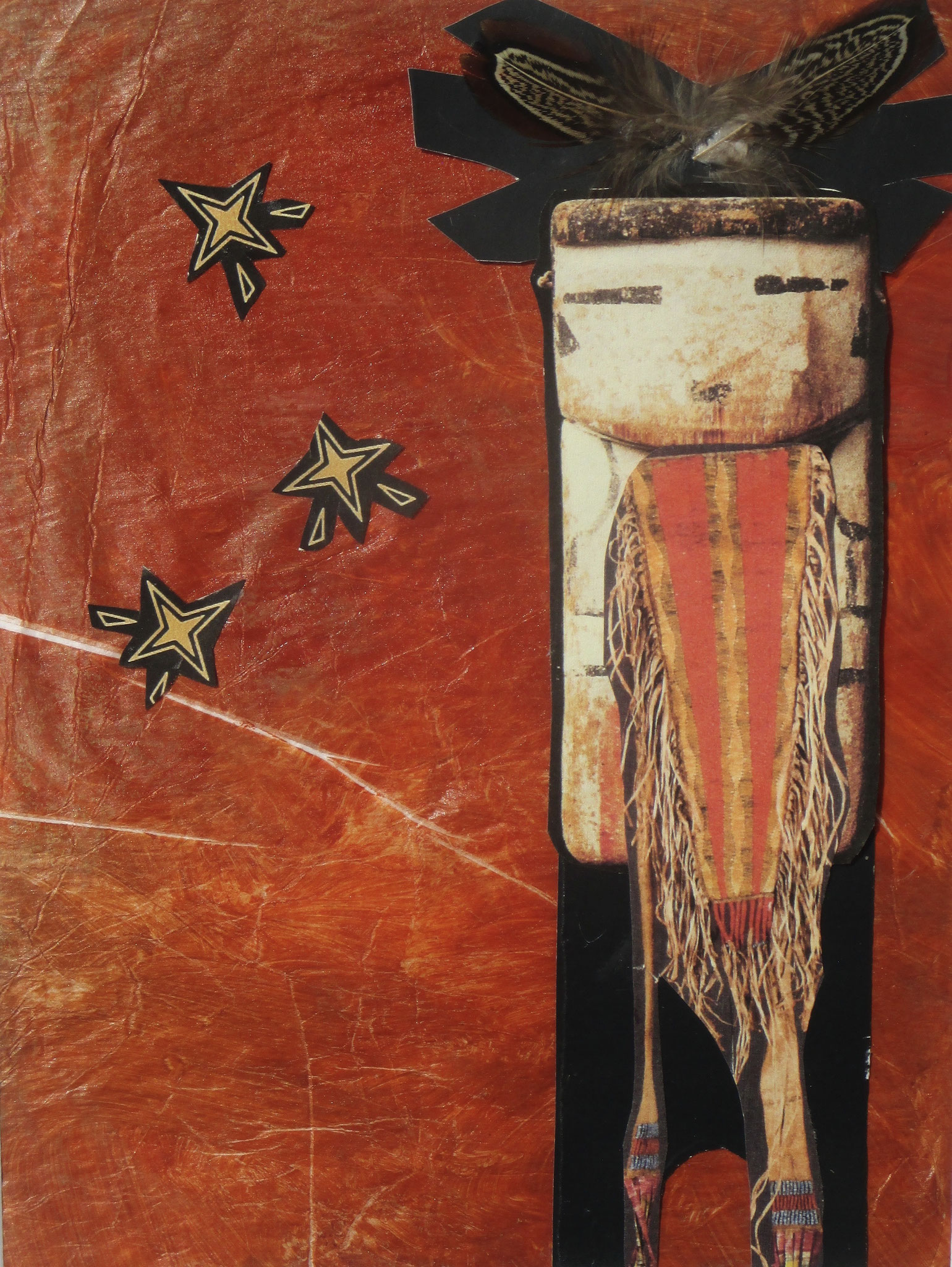 He'e'e (Warrior Woman), acrylic, collage on paper, 9 x 12 matted