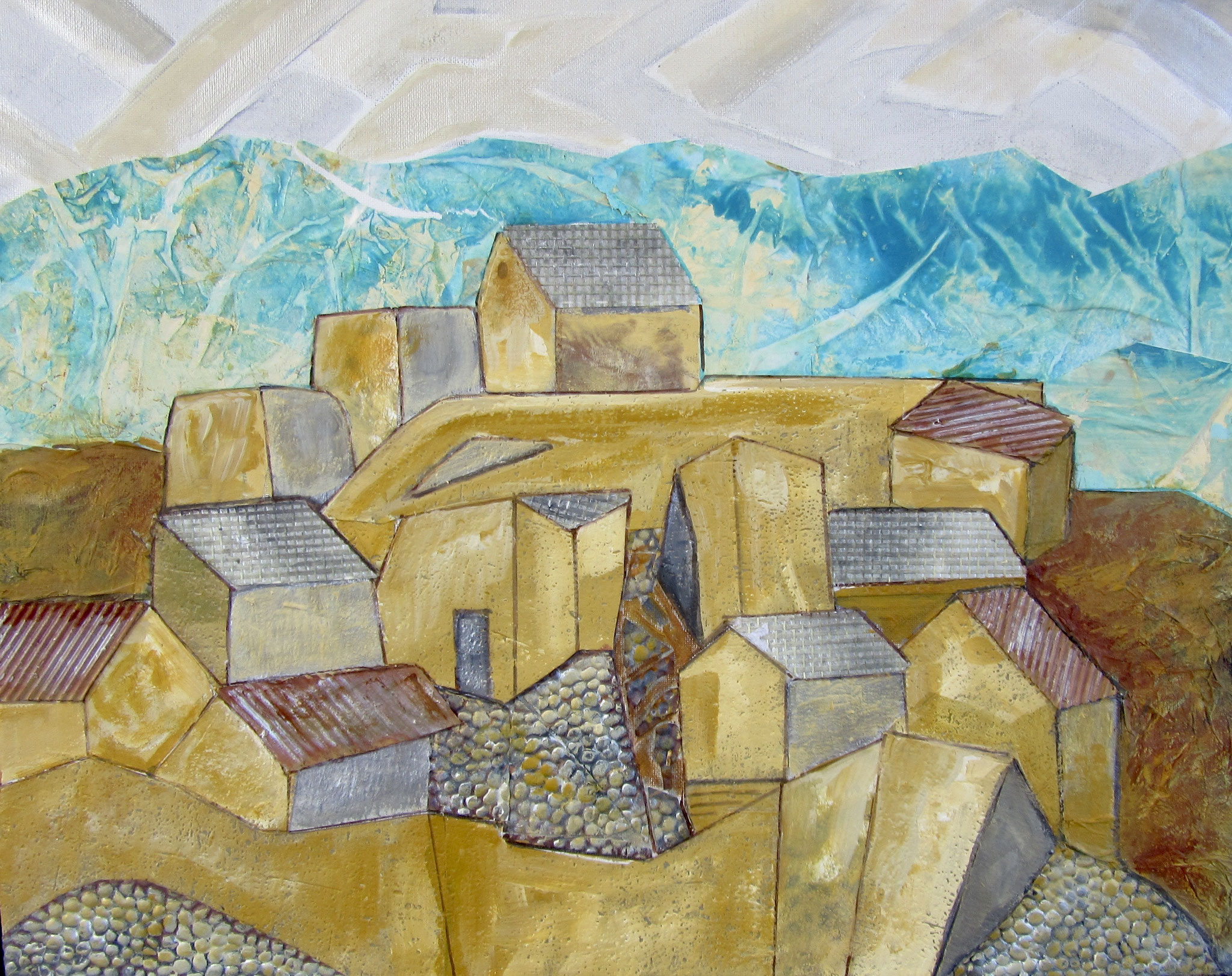 Silver City, mixed media, 16x20
