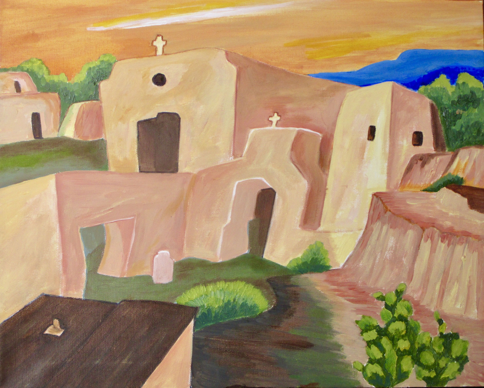 Pueblo Village, oil on canvas, 20 x 16