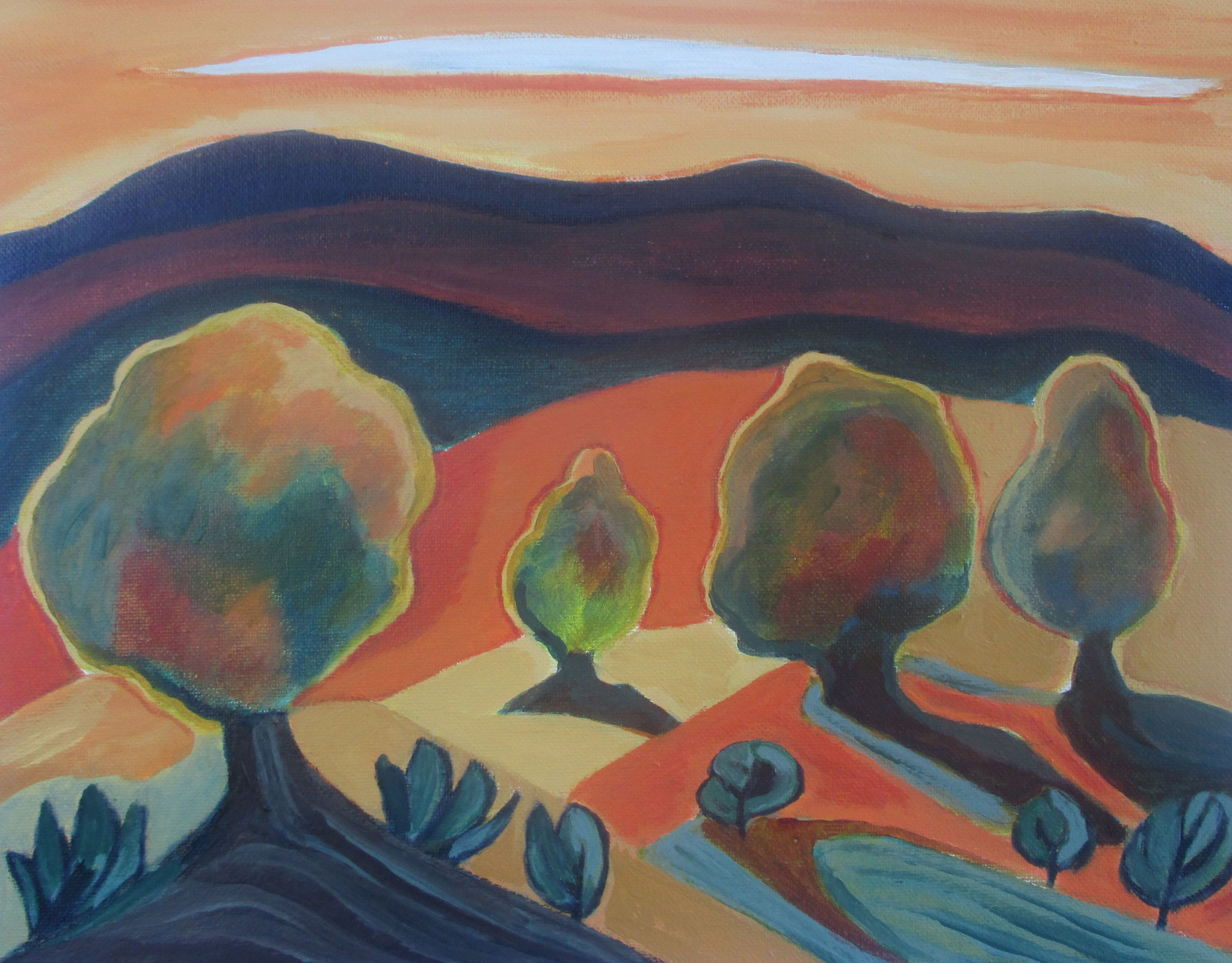 Autumn Sunset, acrylic on canvas, 11 x 14 SOLD