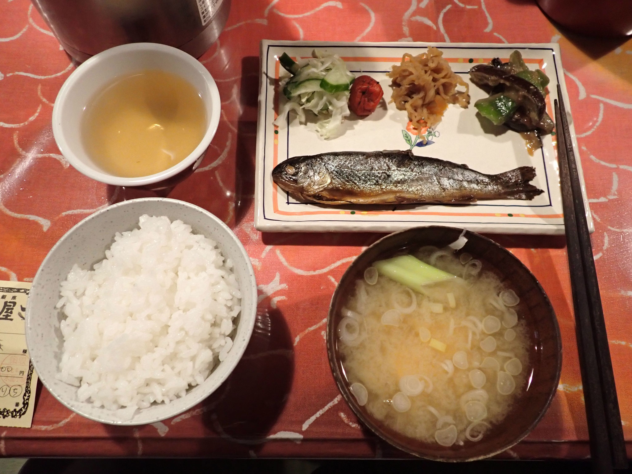 水晶小屋の朝食（夕食のカレーはお代わり自由だった）