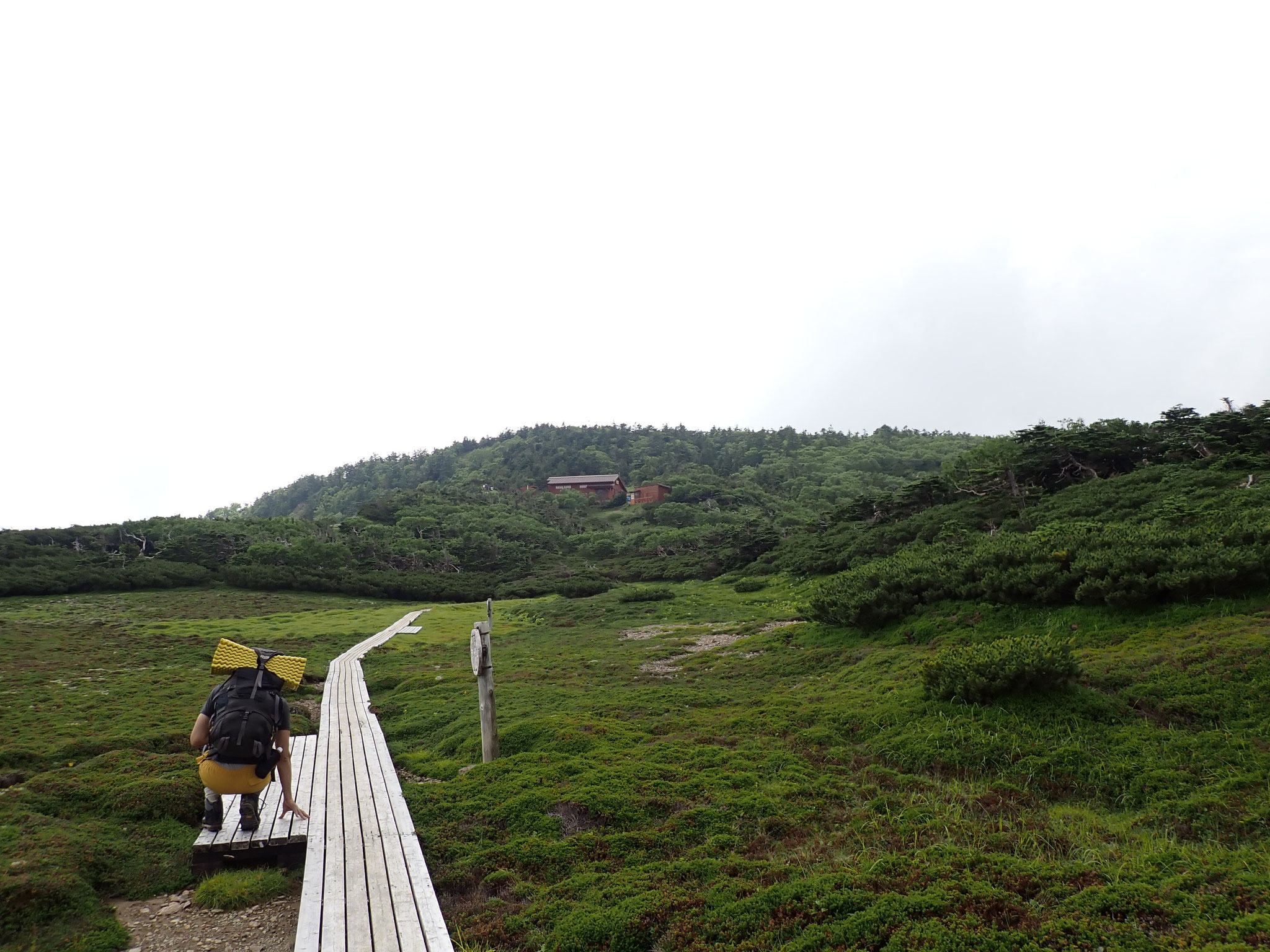 登ること9時間、光小屋が見えた！　感激の瞬間