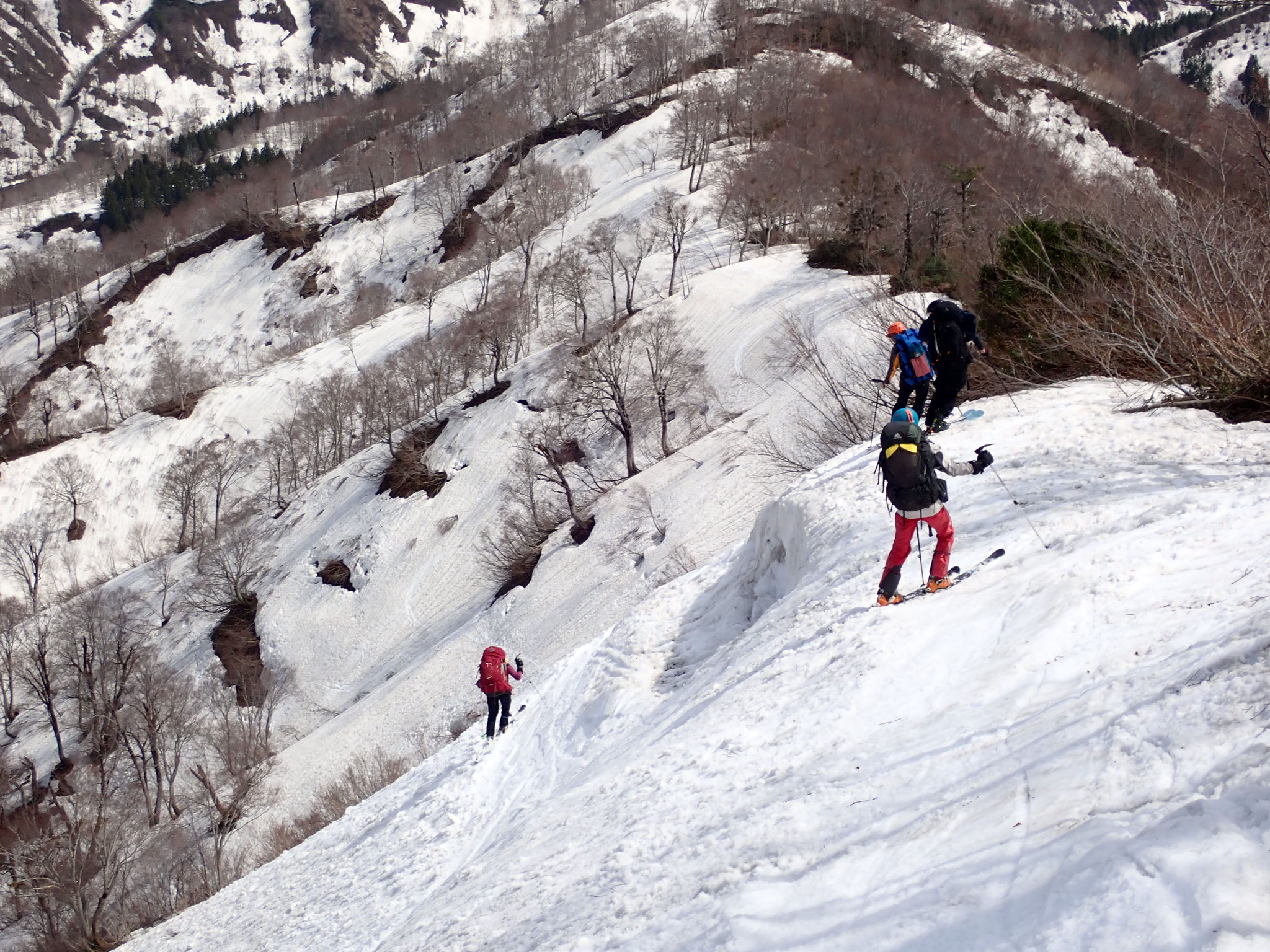 道行山からの滑走