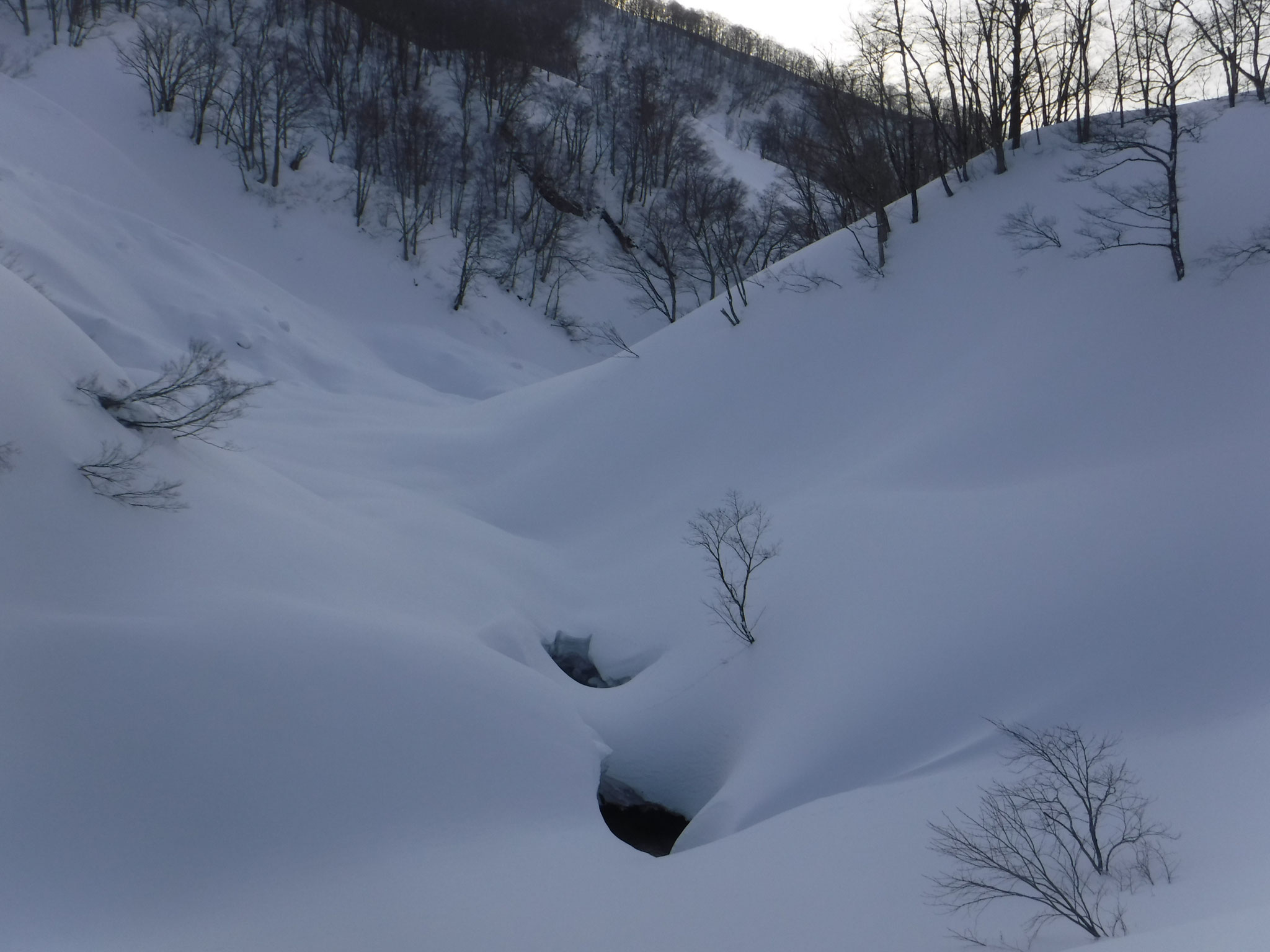 悪水川出合　地図より複雑な地形の感じ。850m　6:53