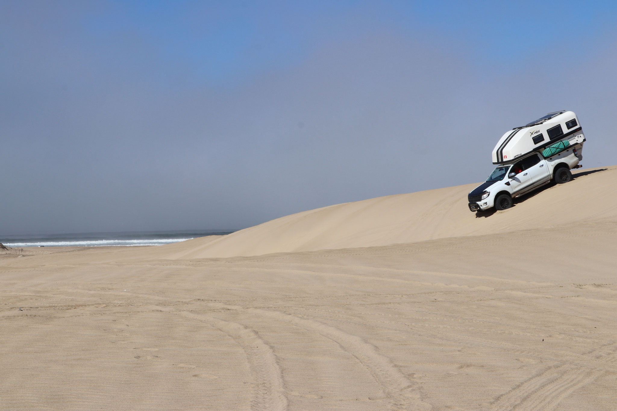 ...driving our camper truck up and over the dunes - good practice for Baja Beach's (MEX)