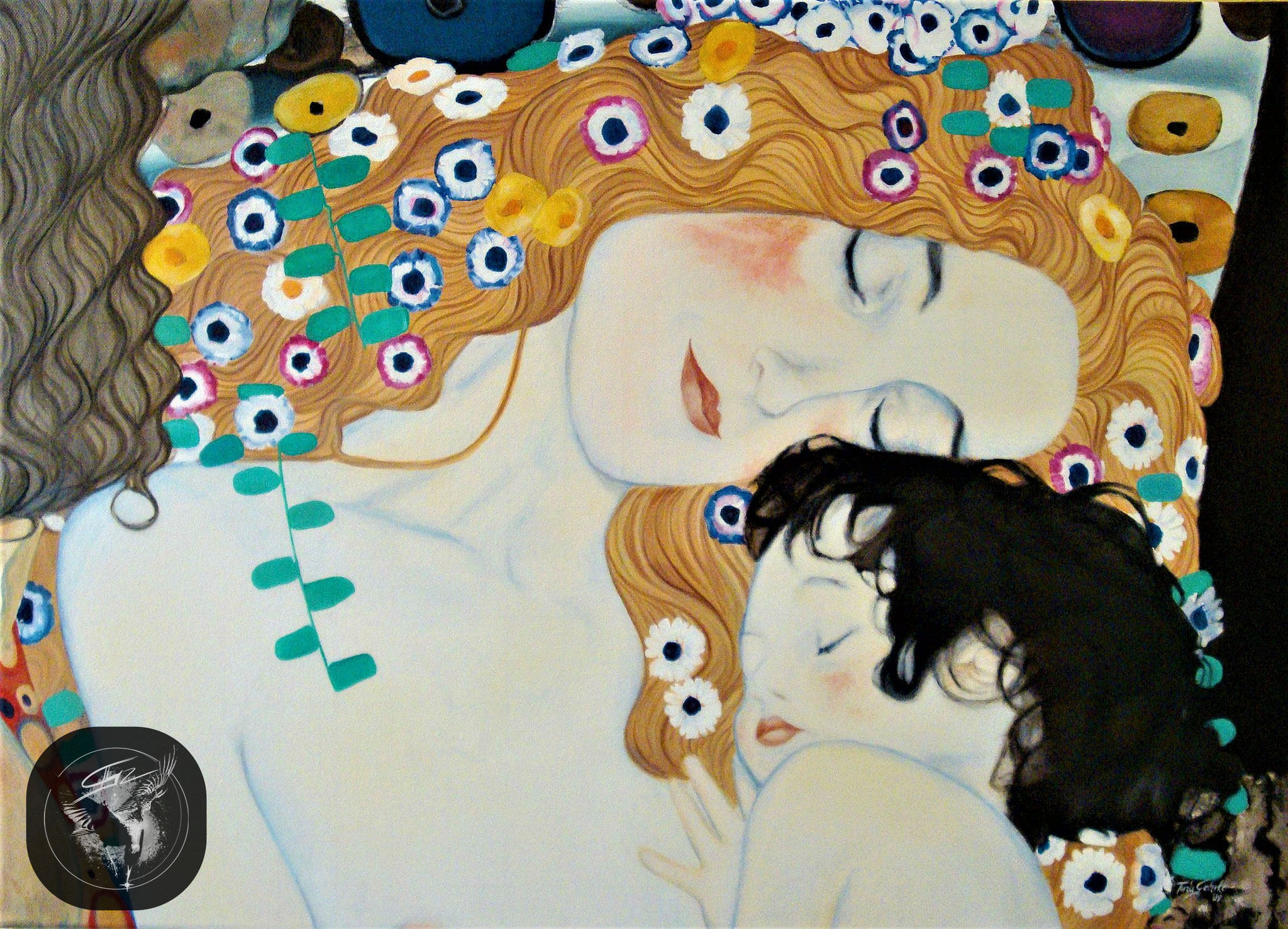 "Mutter mit Kind", Kopie nach Klimt in Öl auf Leinwand
