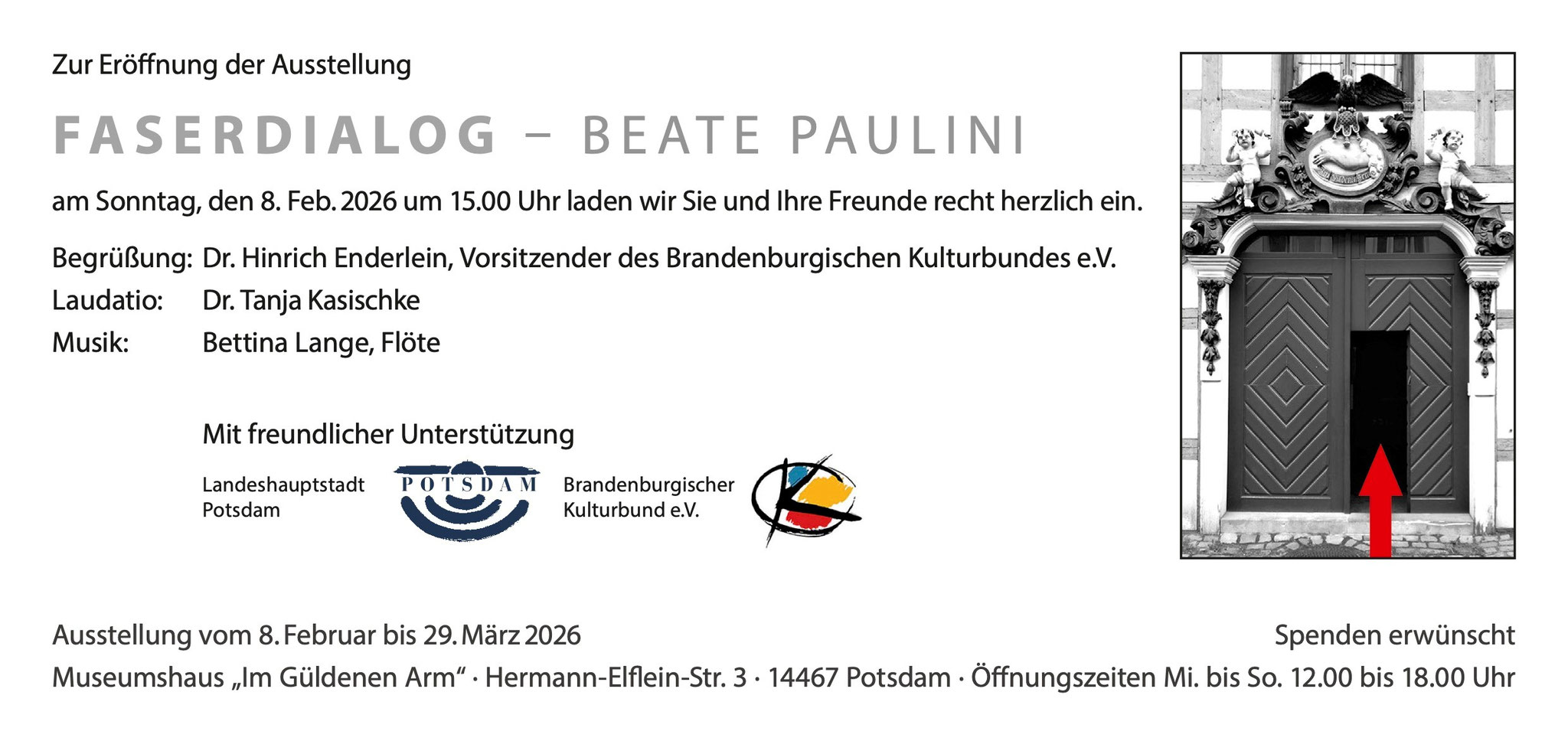 Text der Einladungskarte zur Eröffnung der Ausstellung FASERDIALOG