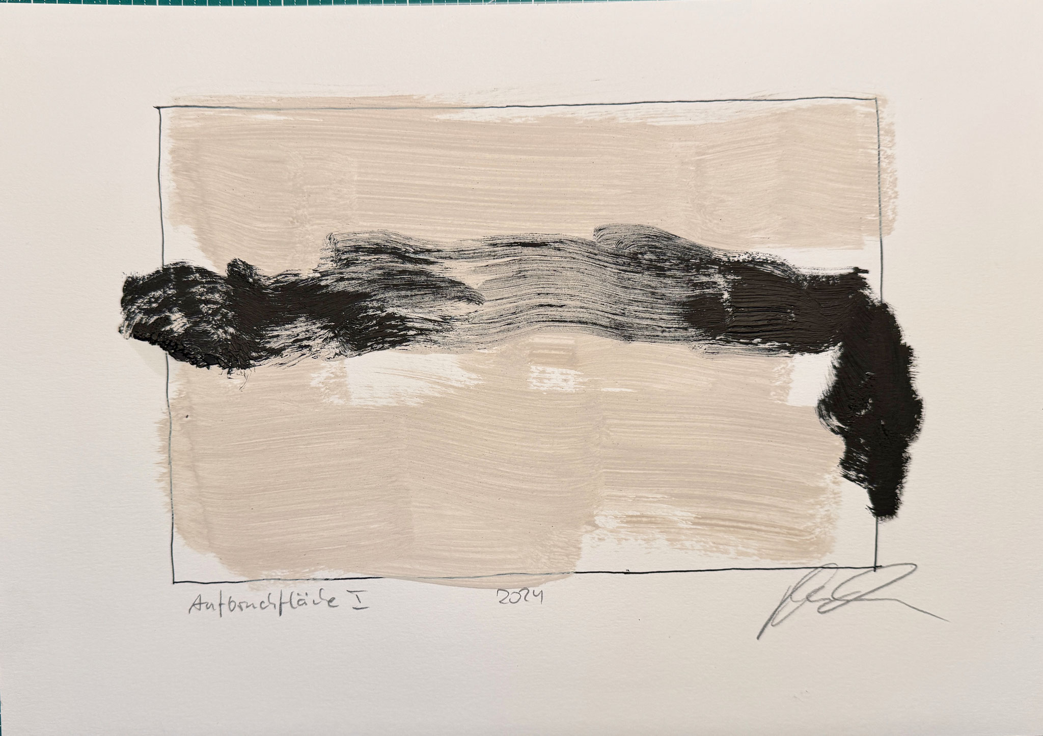  Aufbruchfläche I, Pigment und Öl auf Papier, 30x40 cm