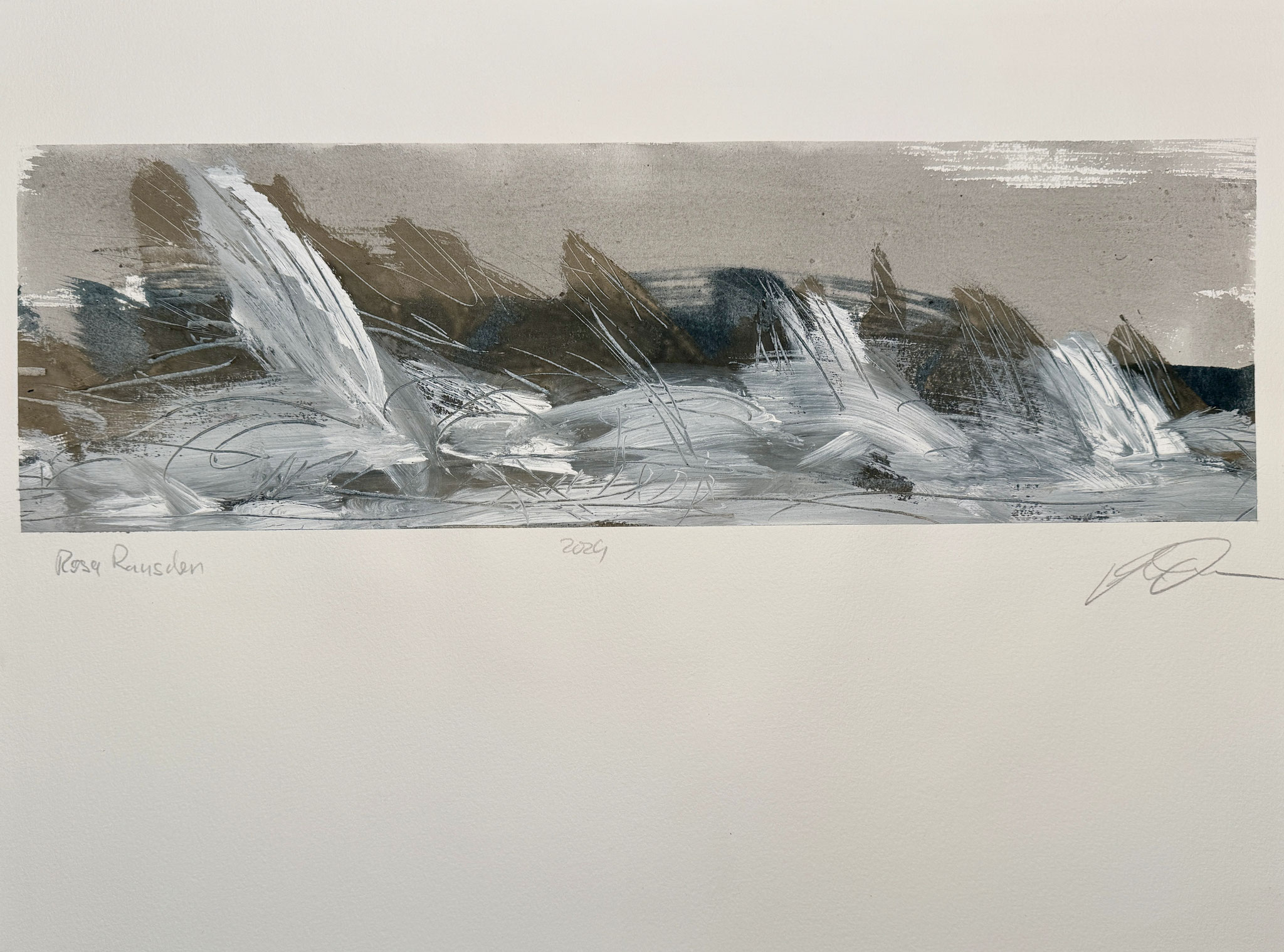 Rosa Rauschen, Pigment auf Papier, 46x61 cm