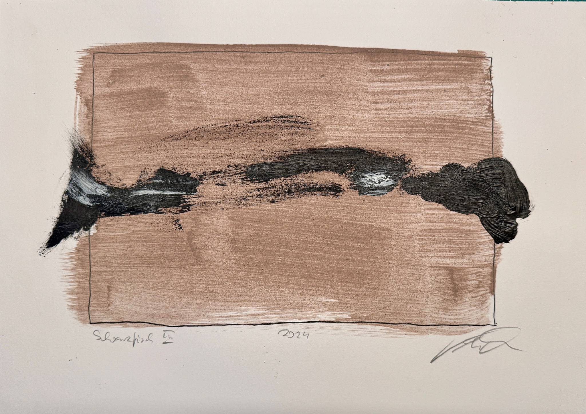 Schwarzfisch III Pigment und Öl auf Papier, 30x40 cm