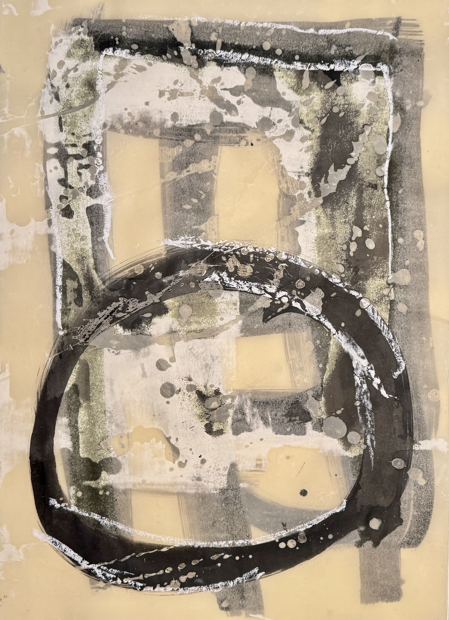Der Durchschlag,Tusche, Wachs und Kreide auf Papier, 50x70 cm