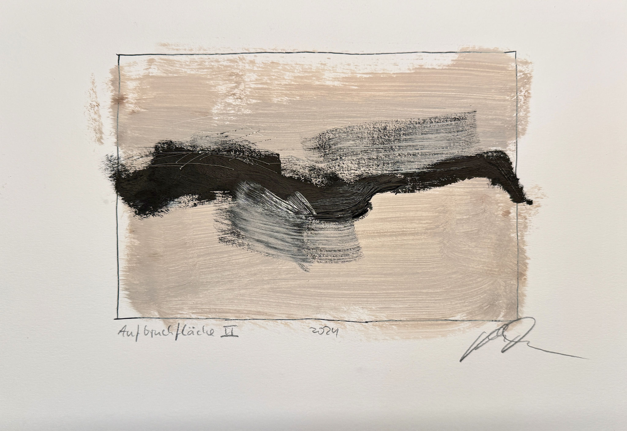  Aufbruchfläche II, Pigment und Öl auf Papier, 30x40 cm