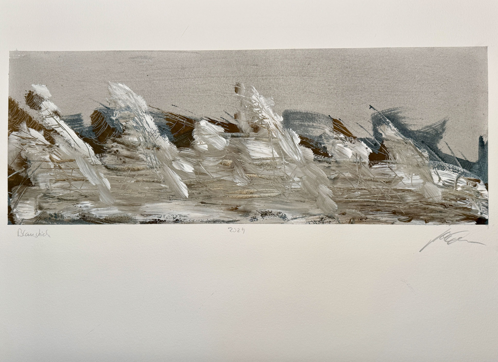 Blaustich, Pigment auf Papier, 46x61 cm