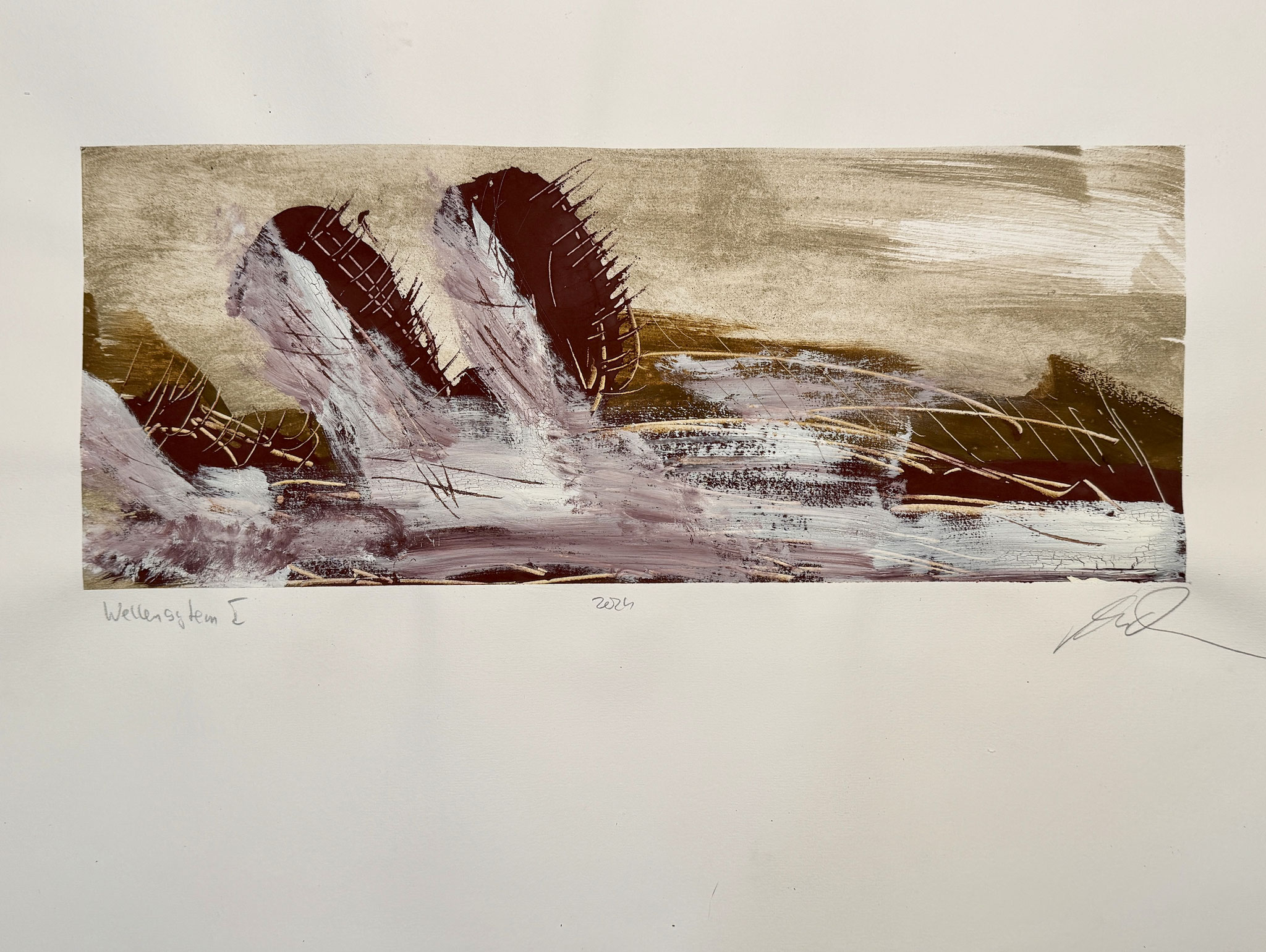 Wellensystem I,Pigment auf Papier, 50x70 cm