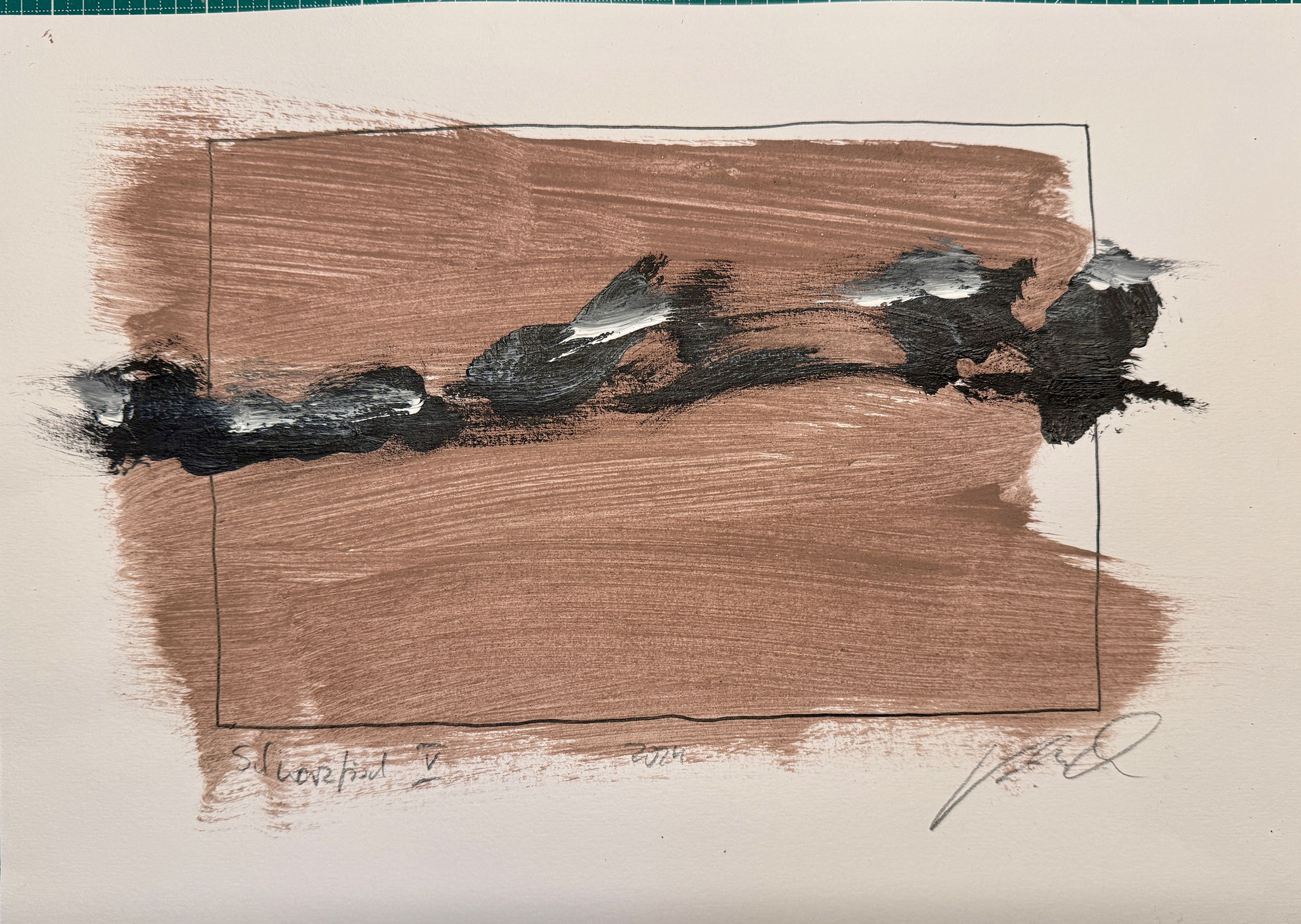 Schwarzfisch V Pigment und Öl auf Papier, 30x40 cm