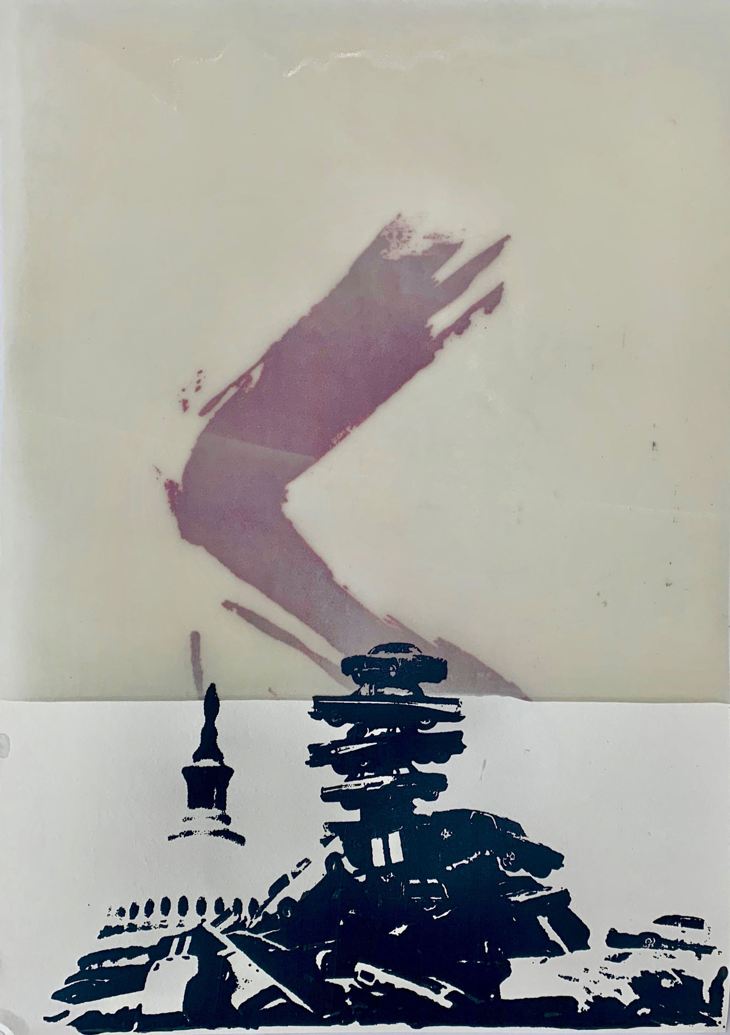 Ohne Titel, Siebdruck und Wachs auf Papier, 30 x 42 cm, 2019