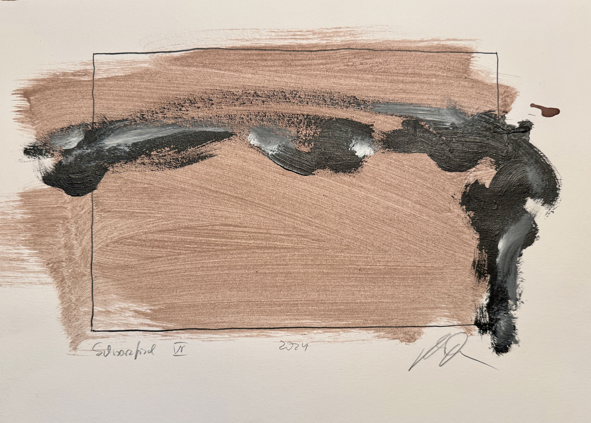 Schwarzfisch VI, Pigment und Öl auf Papier, 30x40 cm