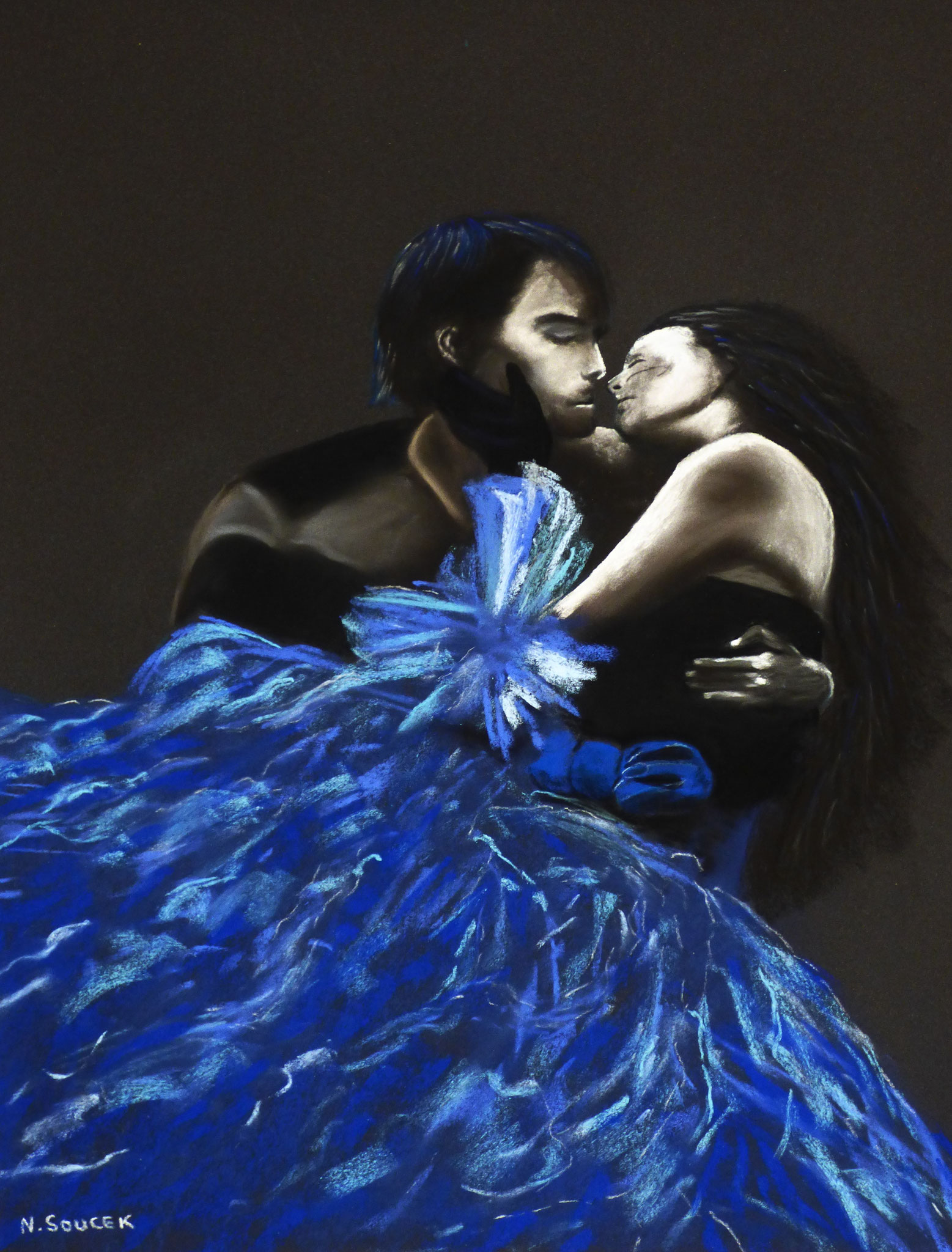 L'amour en noir et bleu, pastel 40 par 50 (N. D)