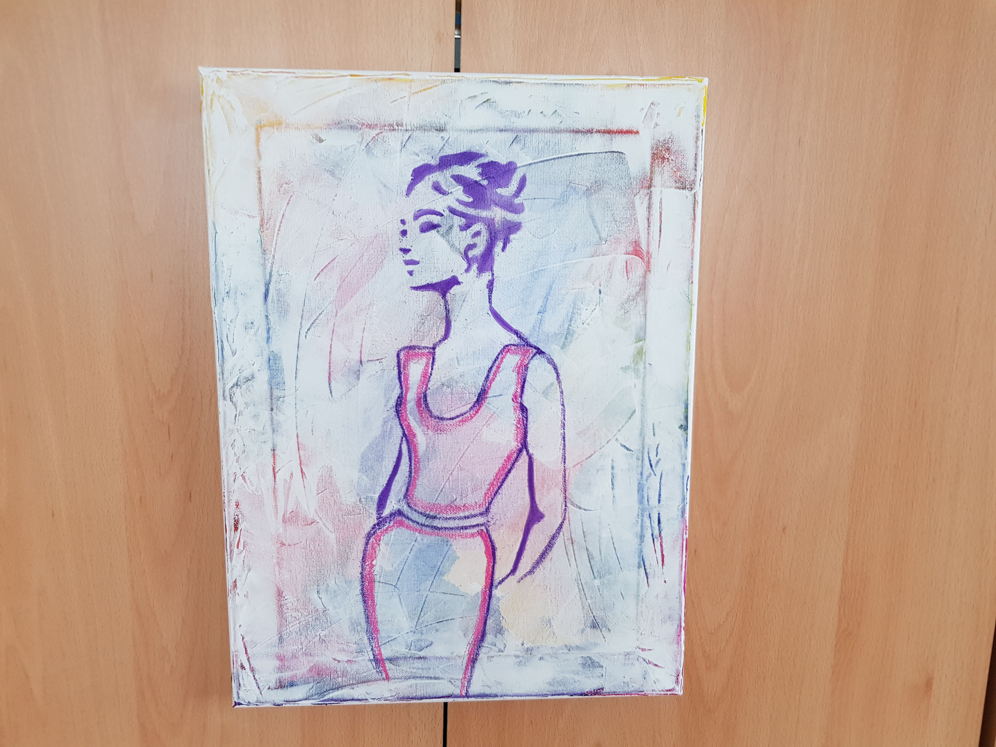 Mischtechnik Acrylfarbe und Pastellkreiden
