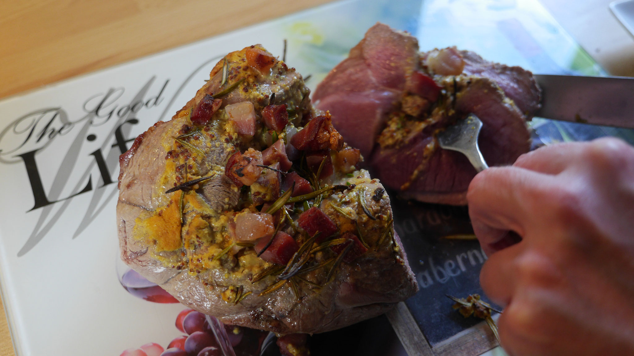 Gigot moutarde et jambon de Parme