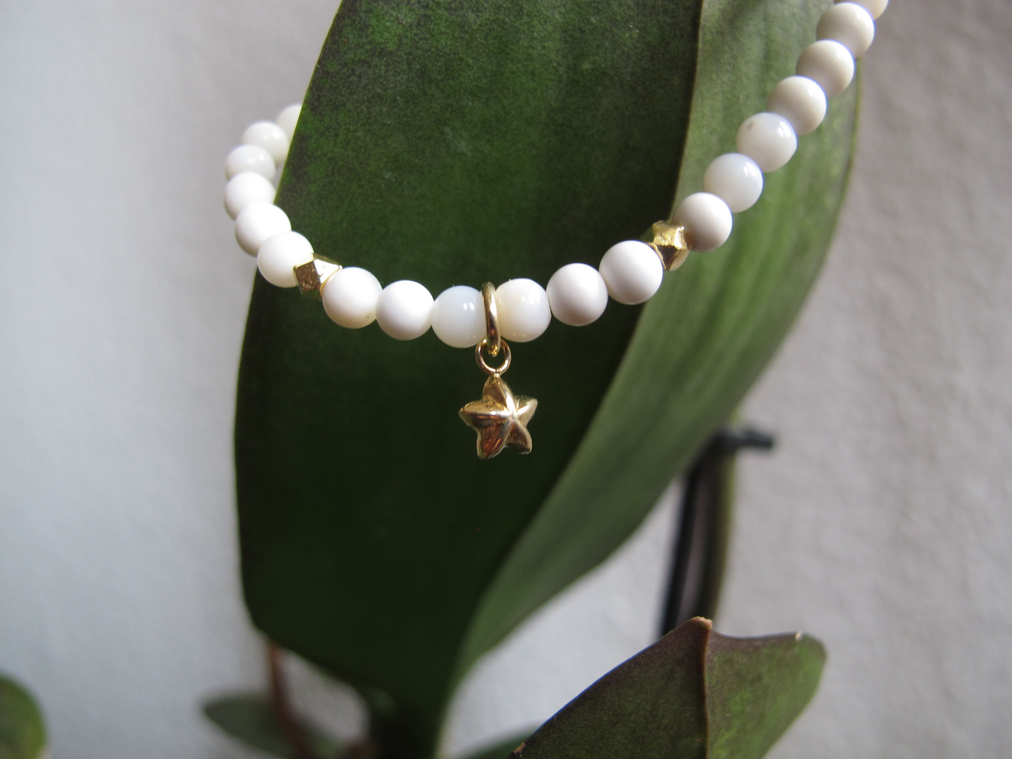 White opal with gold-plated star charm and elements (sold)