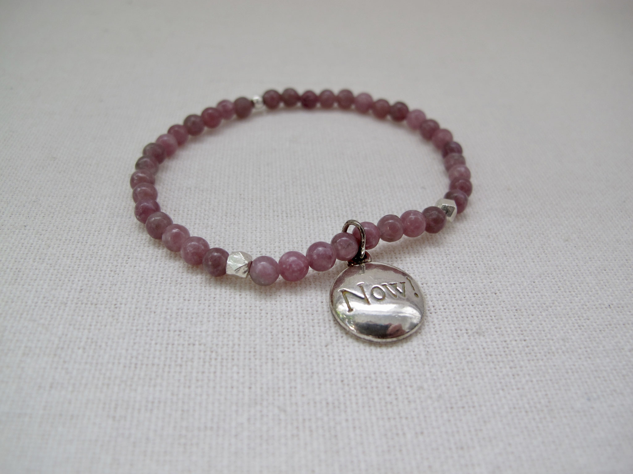 Purple tourmaline with 925 Sterling silver charm ("Now") and elements (sold)