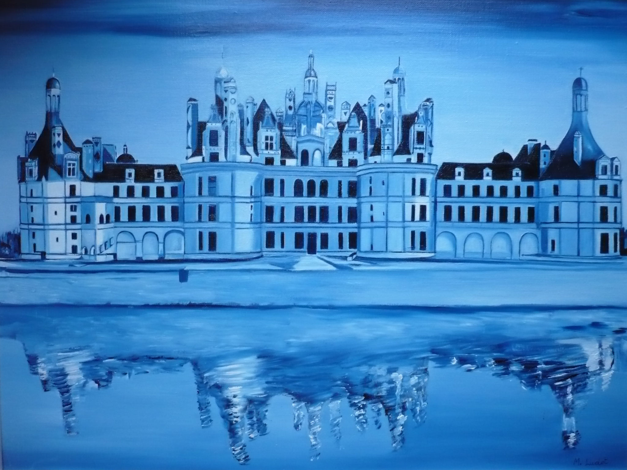 "Chambord en bleu", huile sur toile