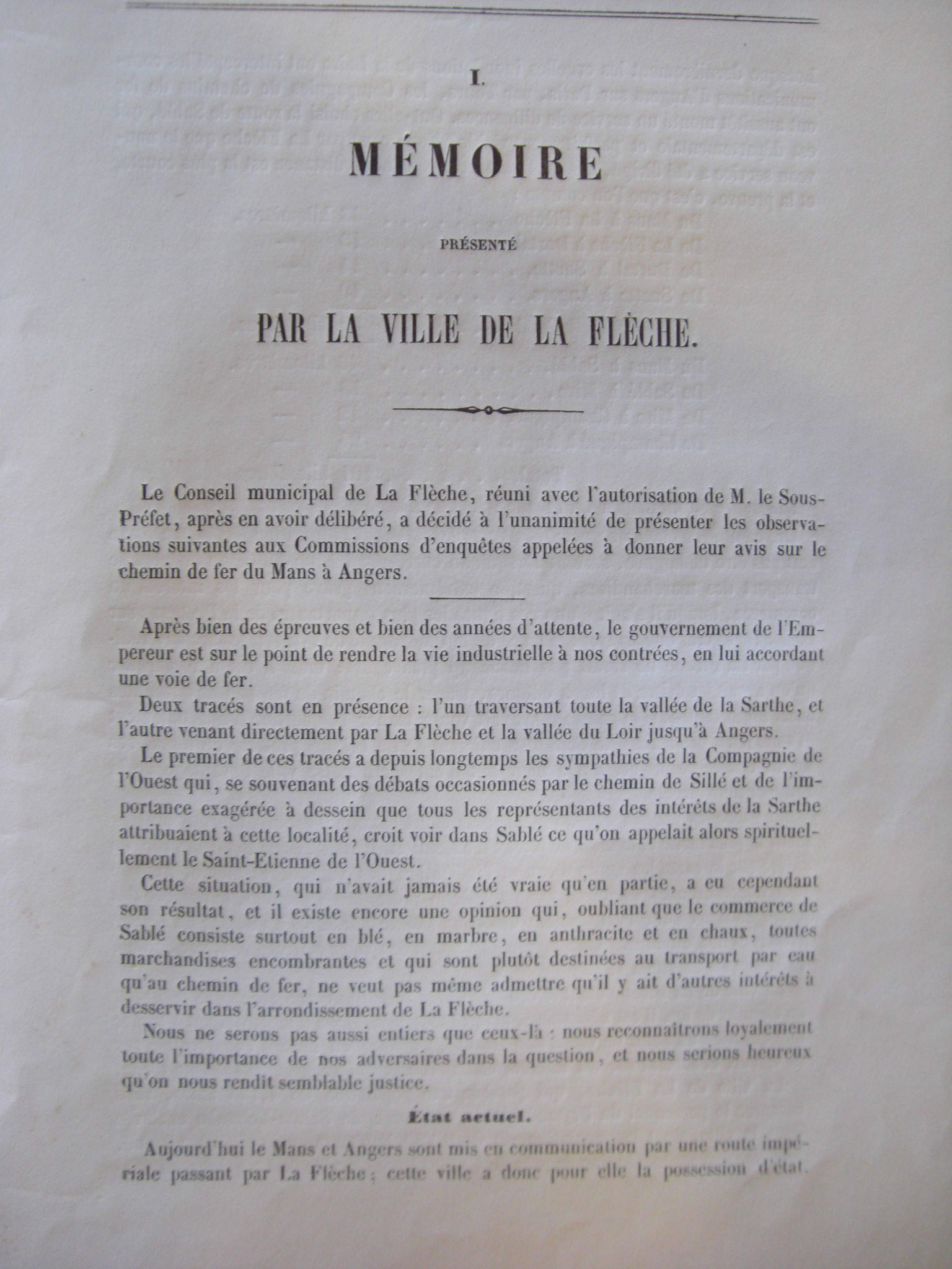 Mémoire de la Flèche - Recueil de documents relatifs au chemin de fer
