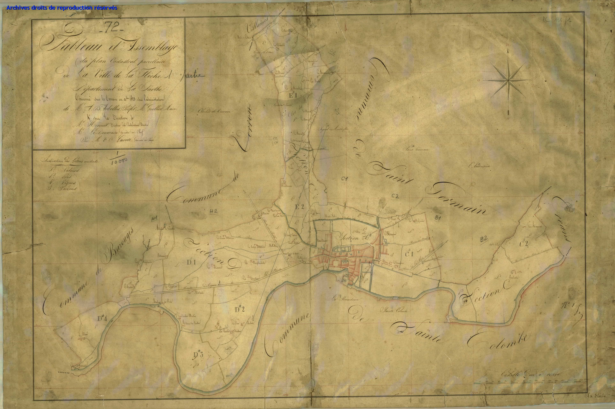 Plan du cadastre de La Flèche 1823