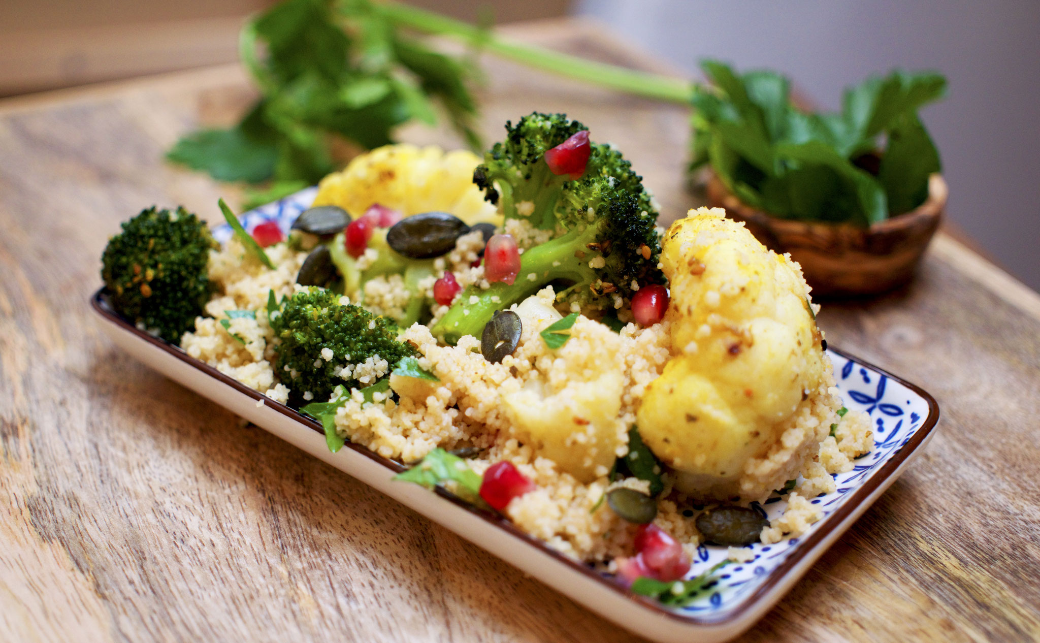 Brokkoli - Blumenkohl-Salat mit Couscous - leckerhappen
