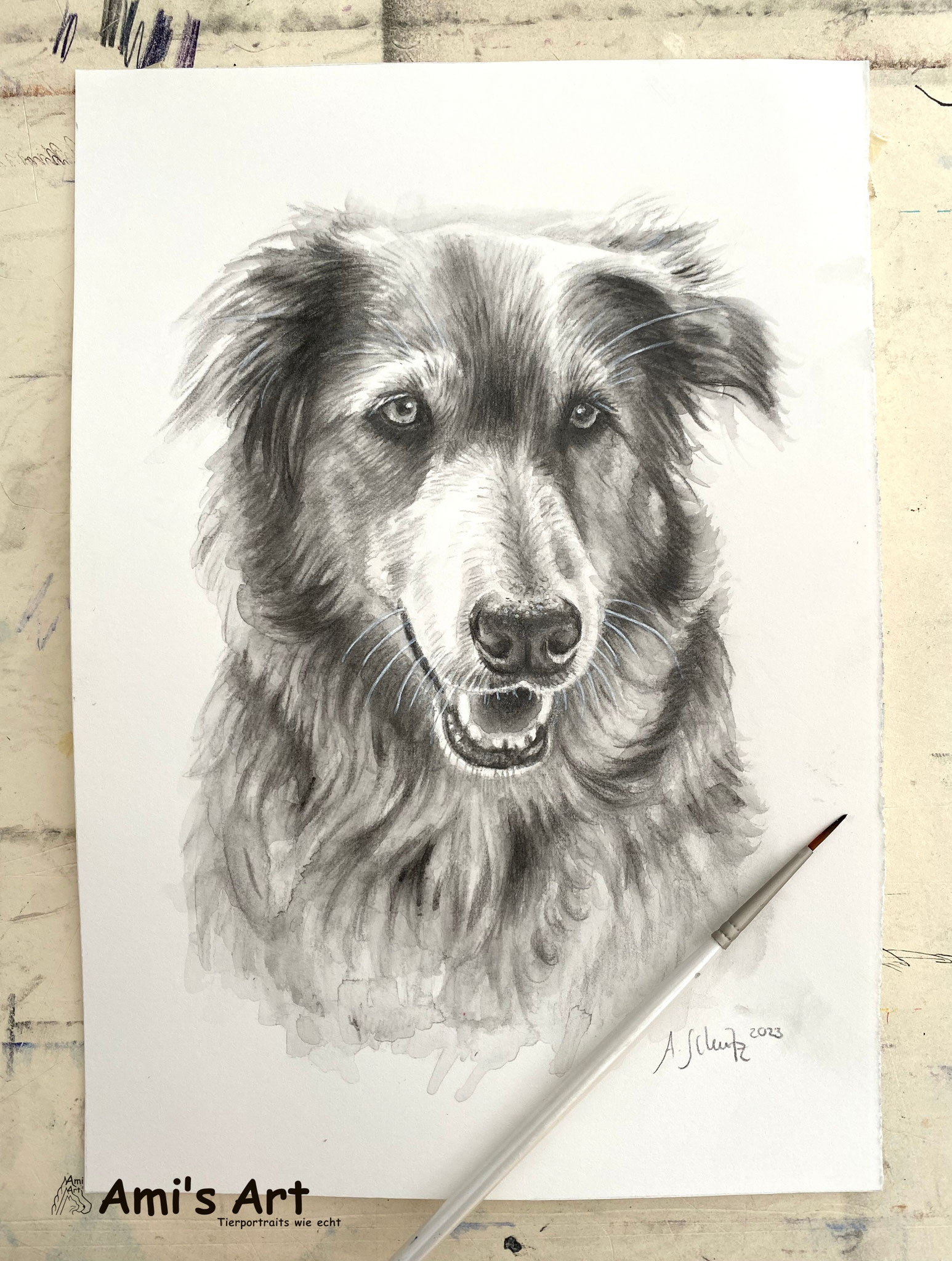Mischling Inka, Graphitaquarell, A5. 