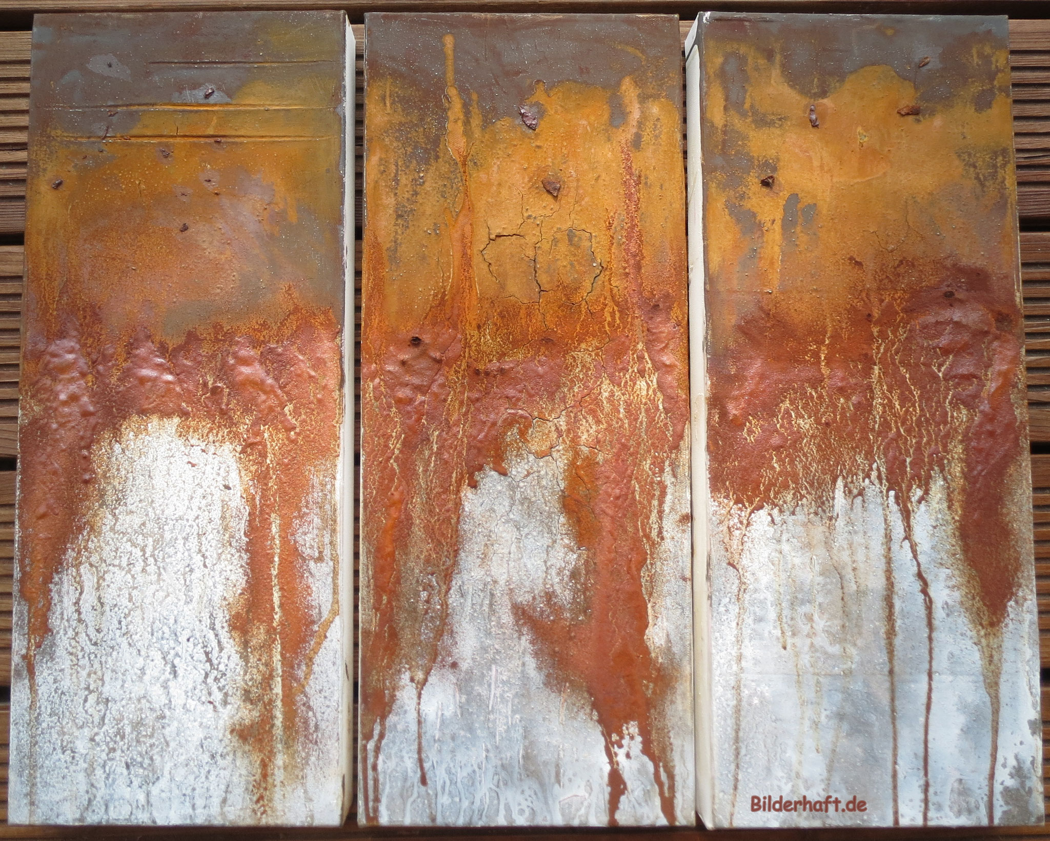 My Way, Mixed Media mit Rost, 3 x 20 x 60 x 4,5cm
