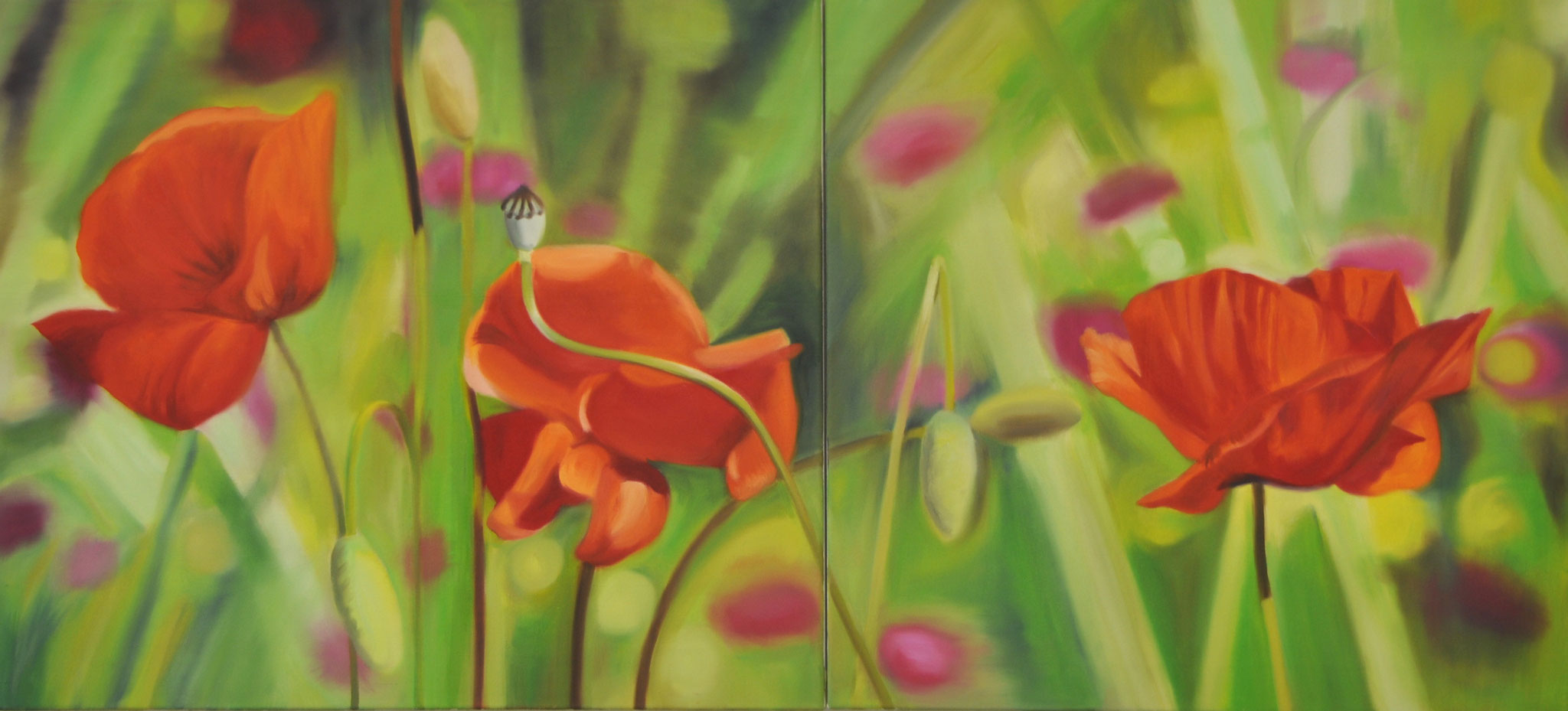 Klatschmohn 1+2, 60 x 130 cm