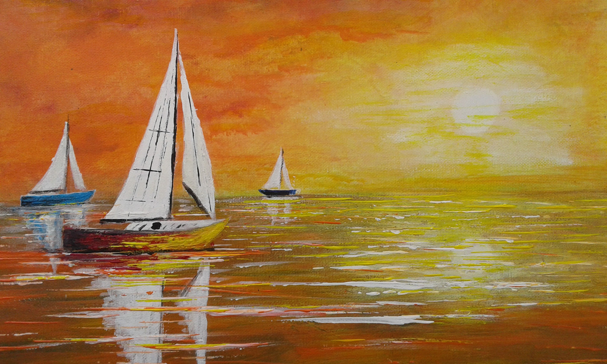 Marine acrylique tableau de l'artiste peintre Bernard Legros à Perpignan