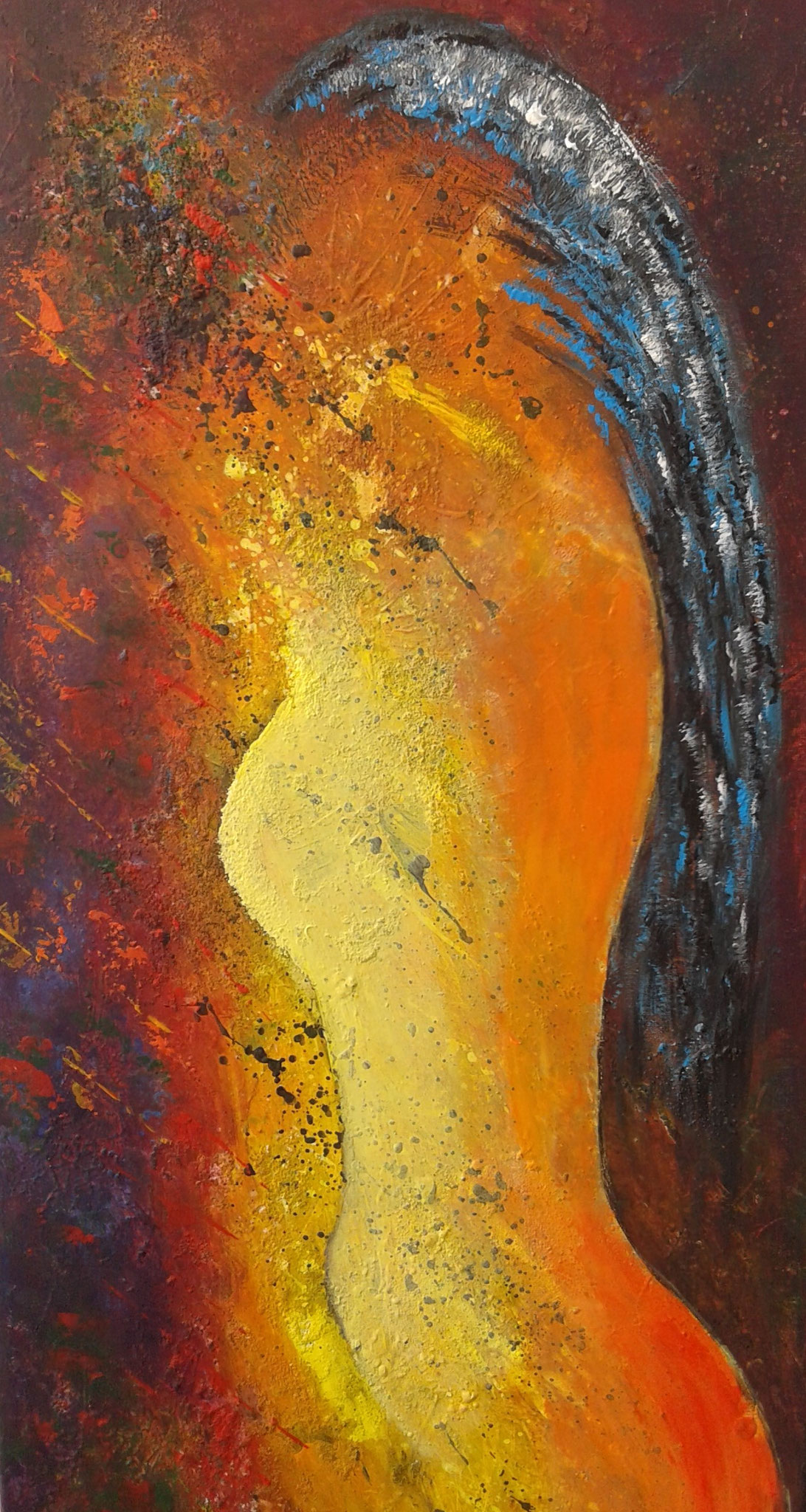 Tableau semi abstrait courbes féminine par Bernard Legros 