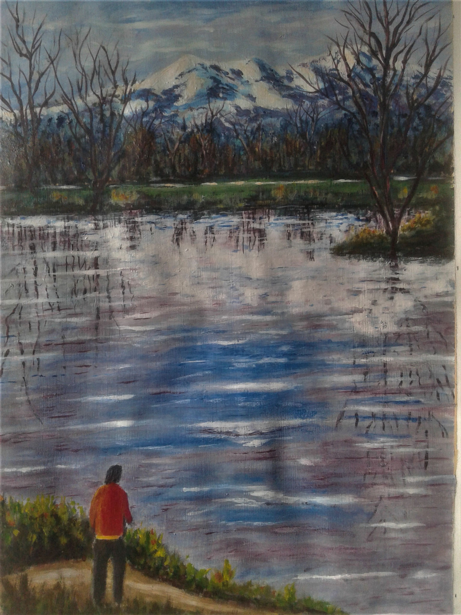 Lac de Palau del Vidre (66) peinture acrylique de B.Legros