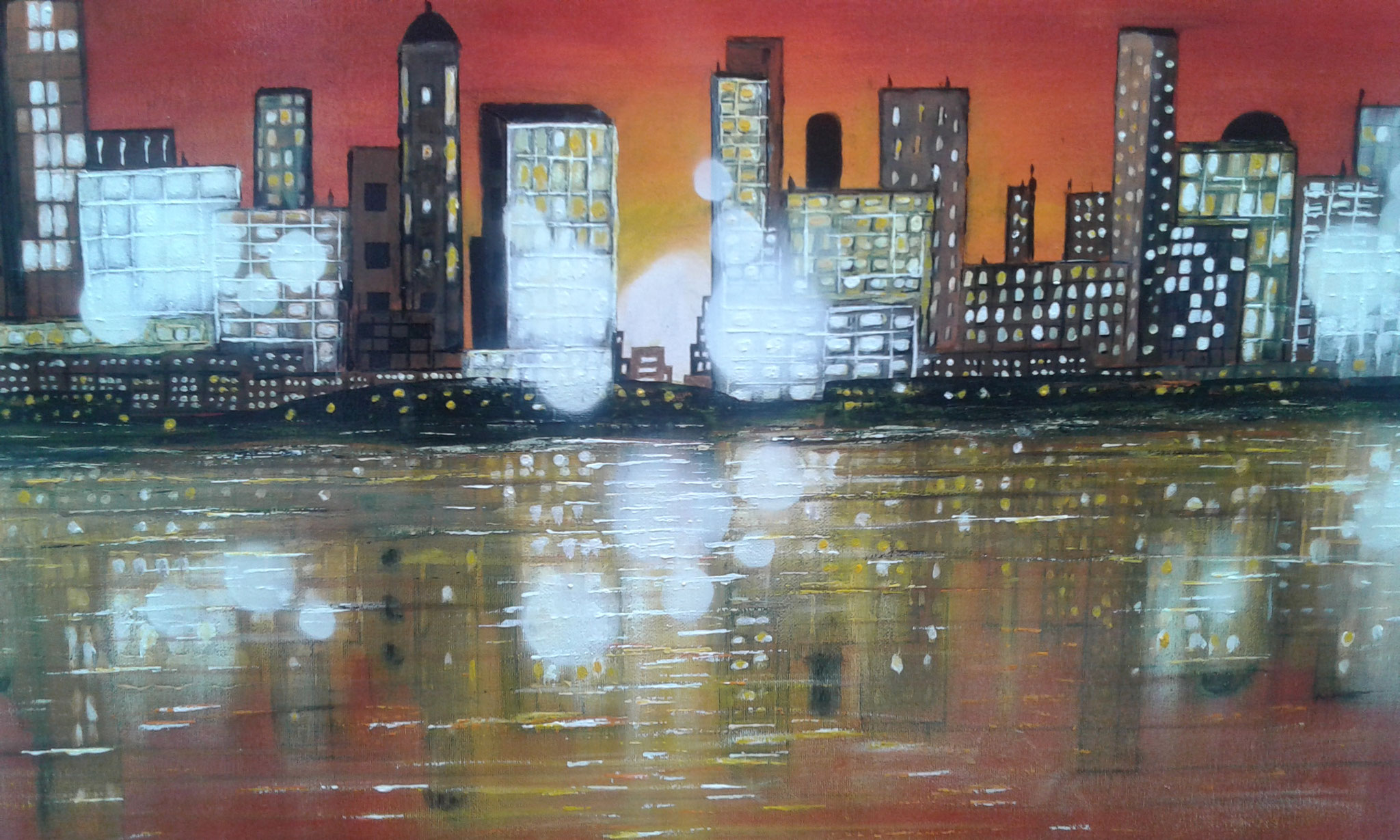 ville et ses reflets de l'artiste peintre Bernard Legros à Perpignan