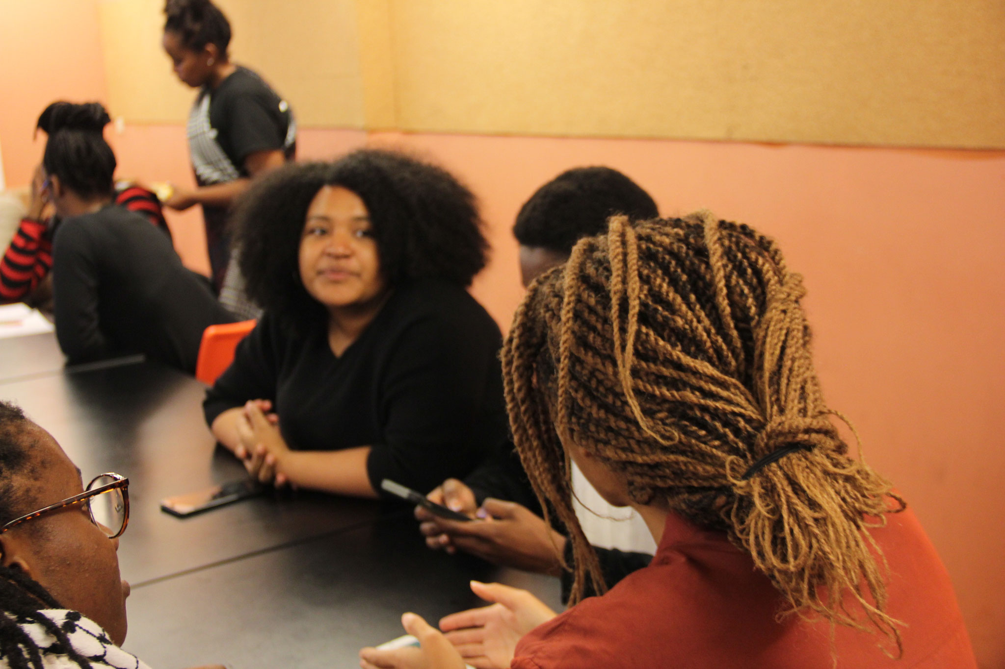 The members of Black Speaks Back preparing for their afrofuturistic movie. Photo by the author. 