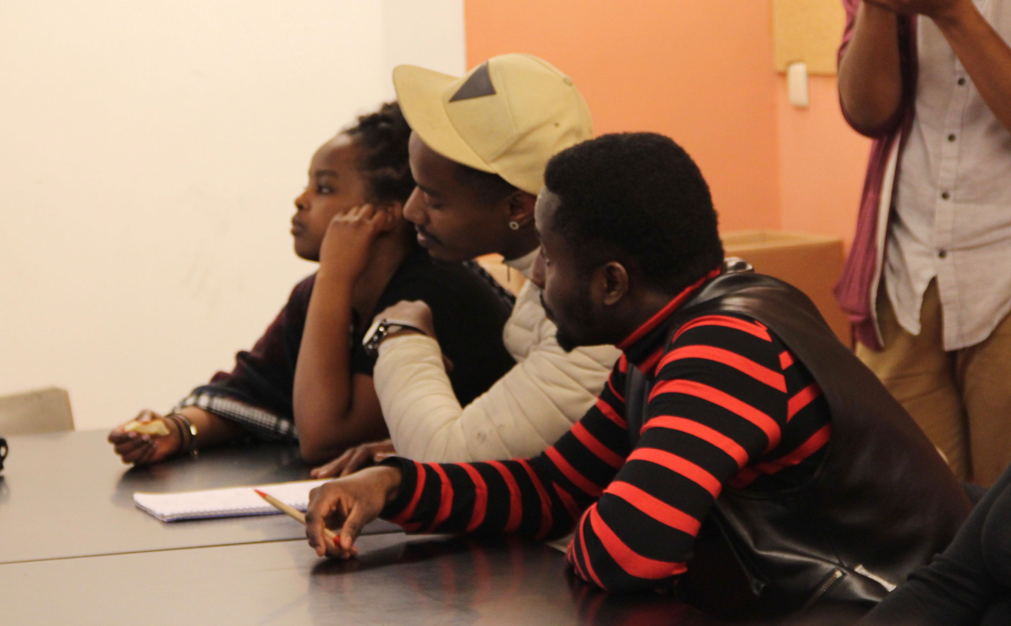 The members of Black Speaks Back preparing for their afrofuturistic movie. Photo by the author. The members of Black Speaks Back preparing for their afrofuturistic movie. Photo by the author. 