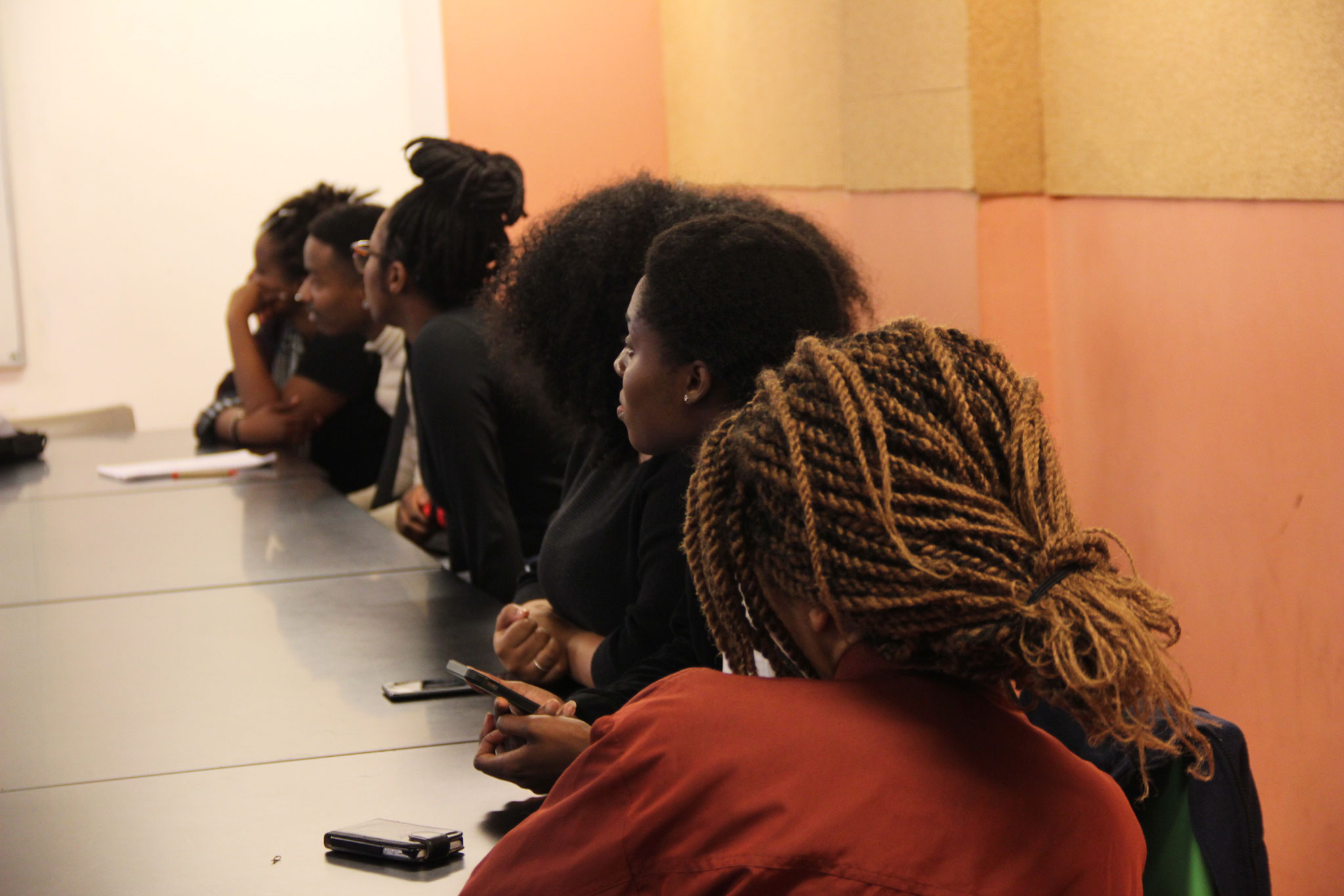 The members of Black Speaks Back preparing for their afrofuturistic movie. Photo by the author. 