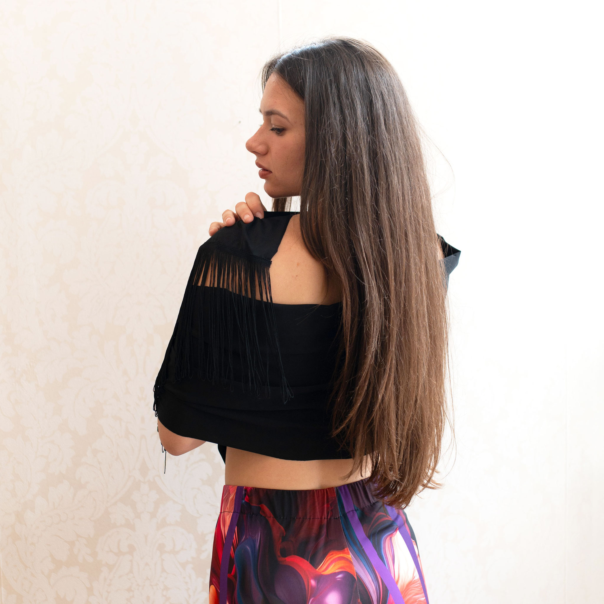 Maglina setificata con frange made in Italy