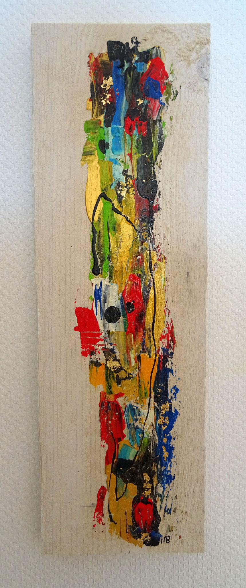 Twin II (19x60x3) - aus der Kunst-Reihe "Back to nature" - Applikation auf Holz