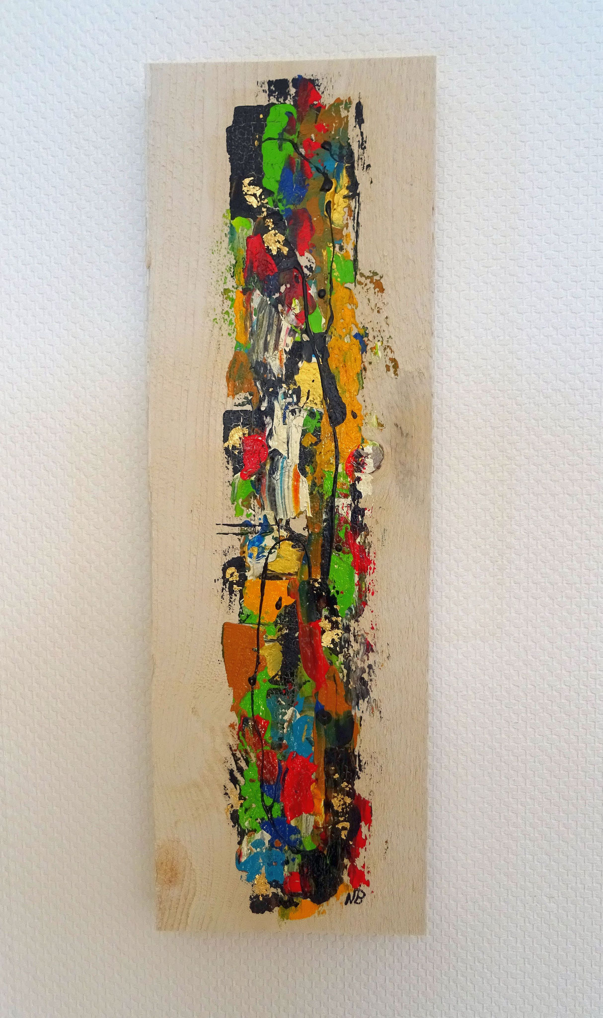 Twin I (19x60x3) - aus der Kunst-Reihe "Back to nature" - Applikation auf Holz