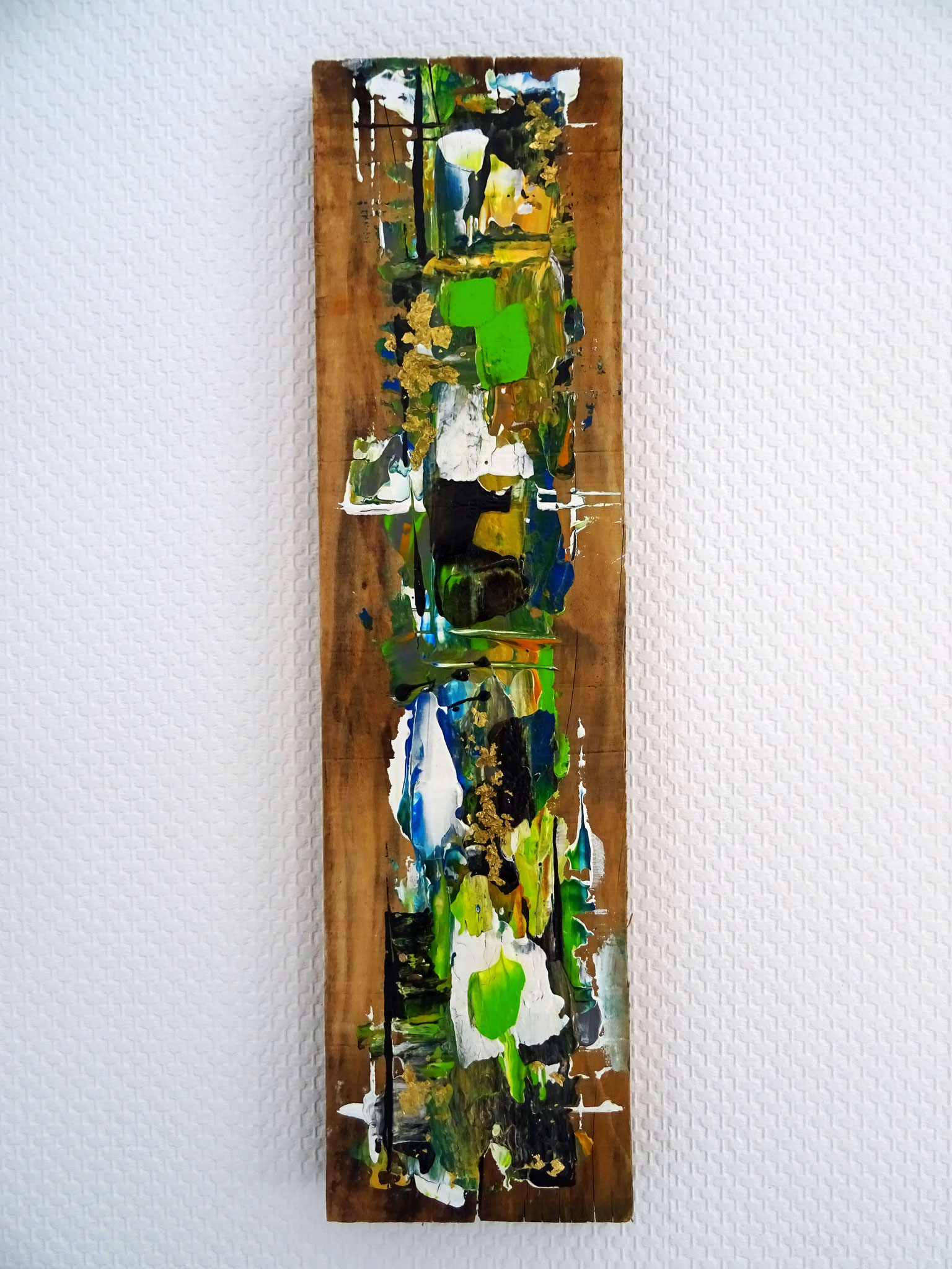 Moos (47,5x12,5x2,5) - aus der Kunst-Reihe "Back to nature" - Applikation auf Holz  - VERKAUFT