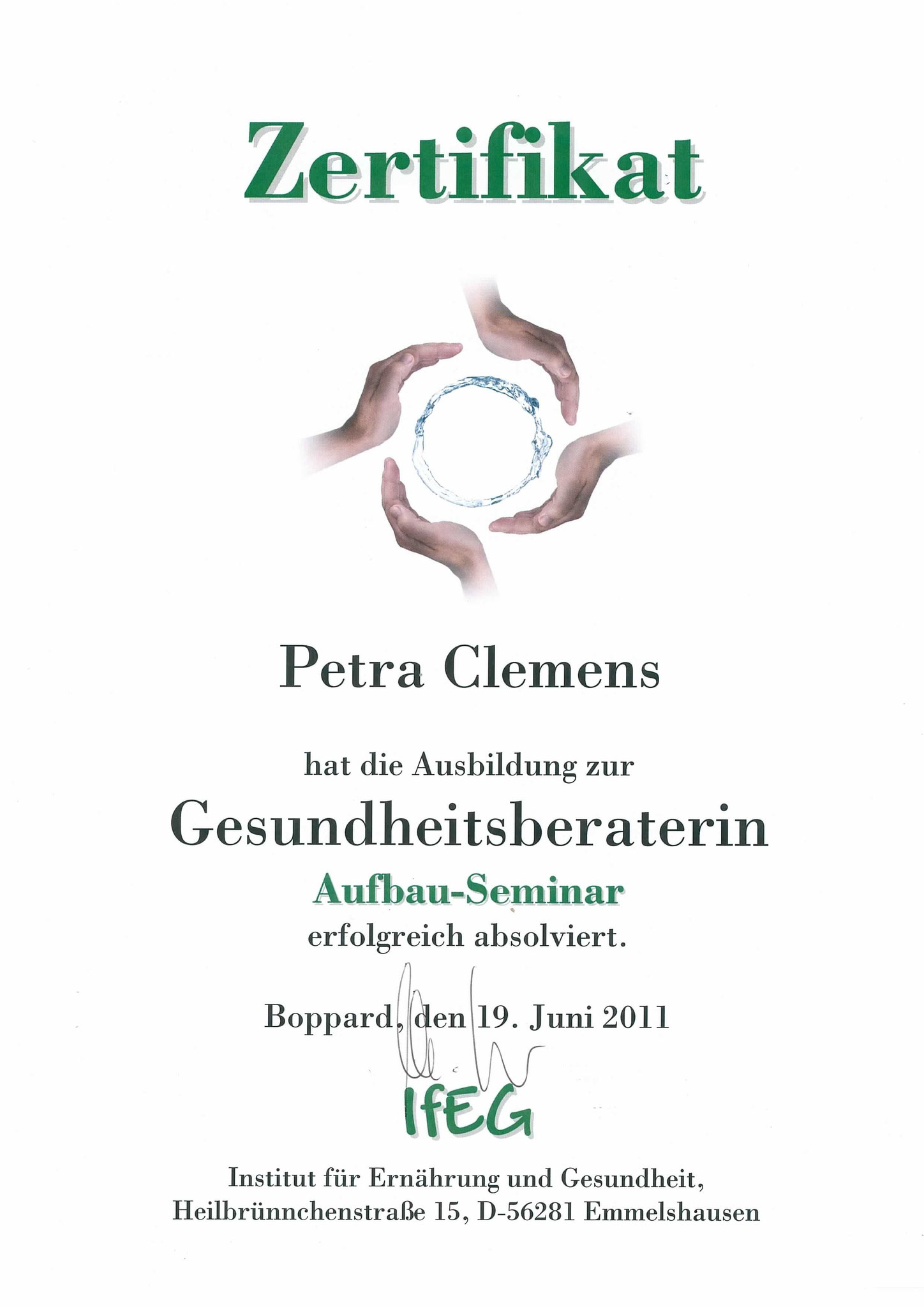 Gesundheitsberaterin Aufbau