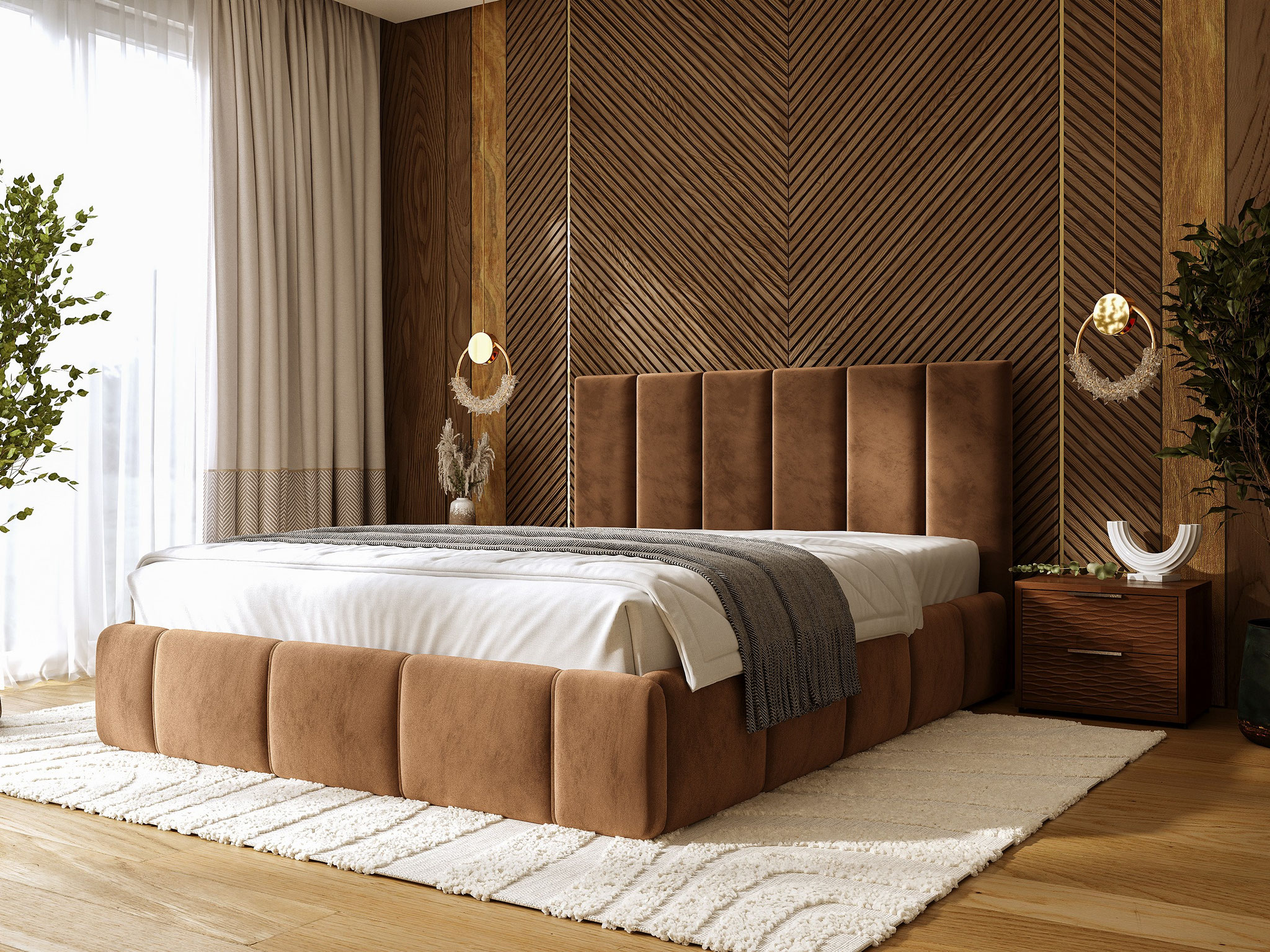 modern residential bedroom interior visualization with warm lighting - Dionis Studio